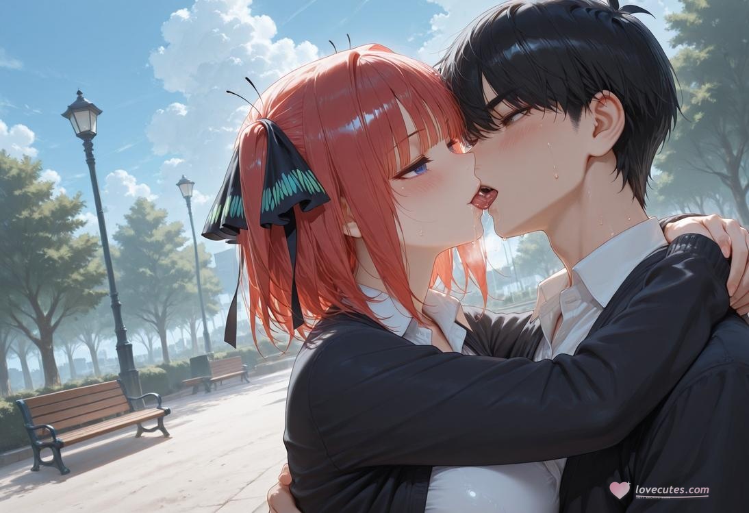 AI Generated Anime Girl - The Quintessential Quintuplets Nakano Nino Chikan Train: Lace Lingerie School Uniform 325P