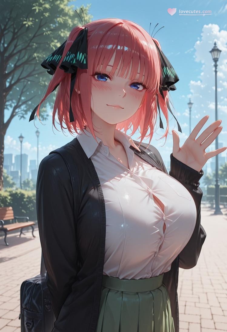 AI Generated Anime Girl - The Quintessential Quintuplets Nakano Nino Chikan Train: Lace Lingerie School Uniform 325P