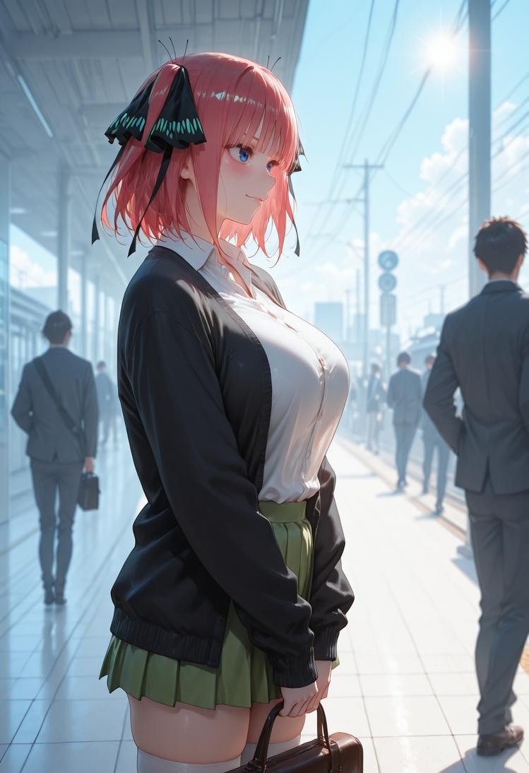 AI Generated Anime Girl - 五等分的新娘 中野二乃 痴汉列车：蕾丝内衣学生装 325P