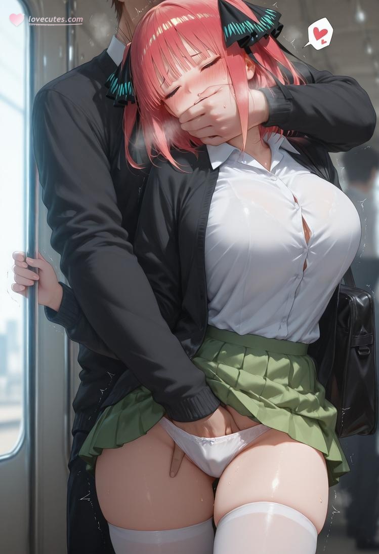 AI สร้างสาวอนิเมะ - 五等分的新娘 中野二乃 痴汉列车：蕾丝内衣学生装 325P