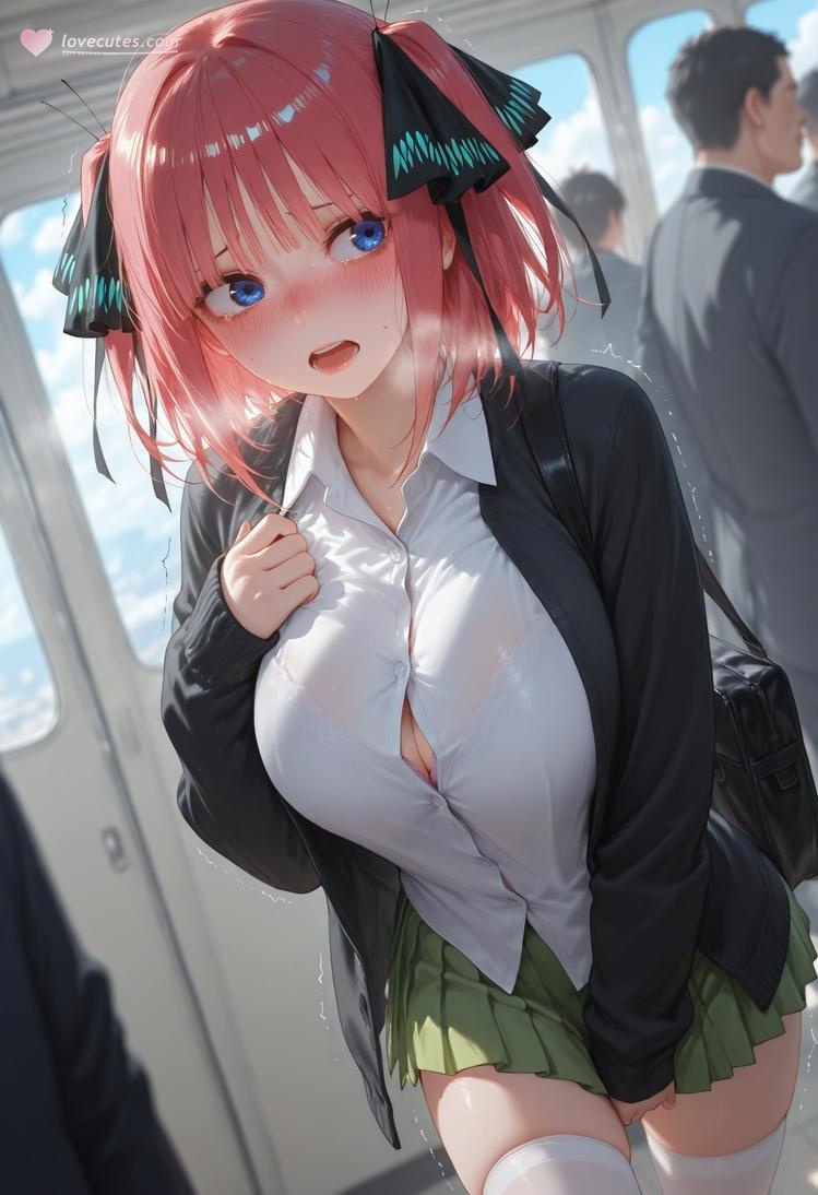 AI สร้างสาวอนิเมะ - 五等分的新娘 中野二乃 痴汉列车：蕾丝内衣学生装 325P