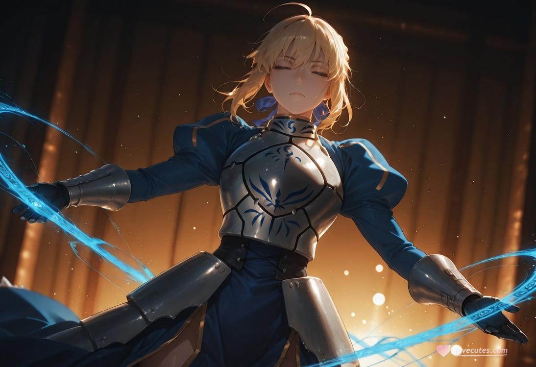 AI Generated Anime Girl - Fate·stay night 阿尔托莉雅·潘德拉贡：黑丝床拍露穴 326P
