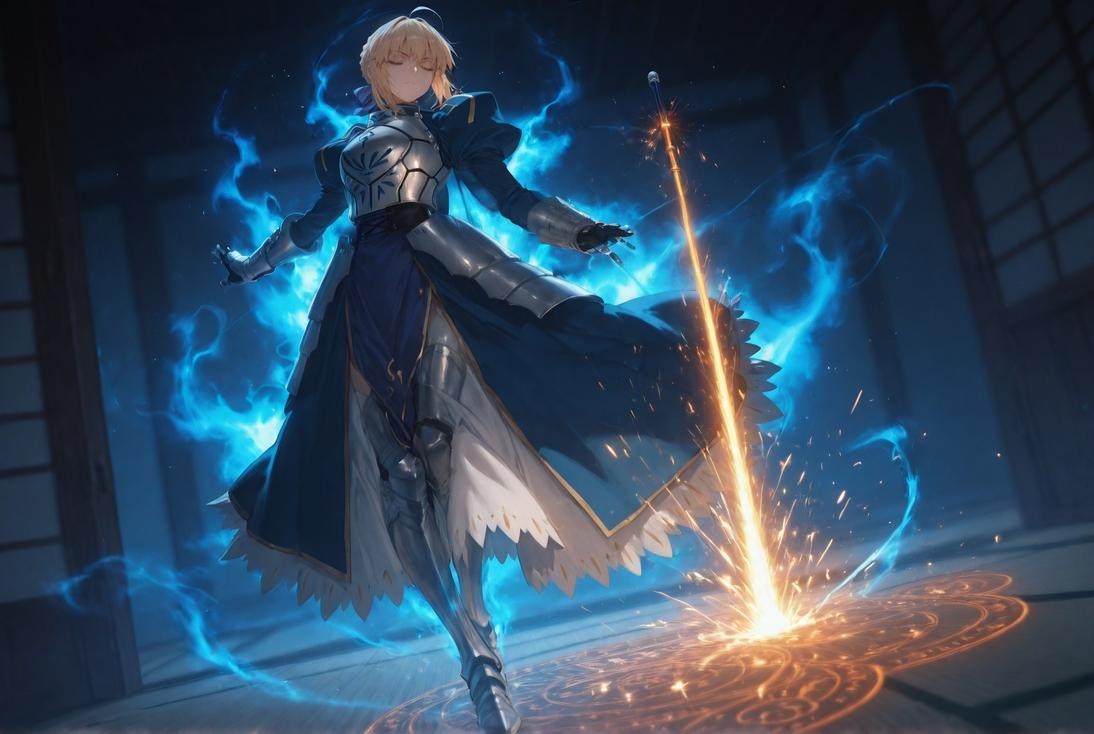 AI Generated Anime Girl - Fate·stay night 阿尔托莉雅·潘德拉贡：黑丝床拍露穴 326P