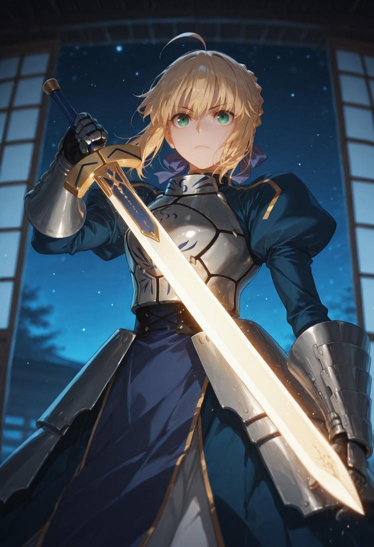 AI Generated Anime Girl - Fate/stay night Artoria Pendragon: Black Stockings Bed Shots 326P