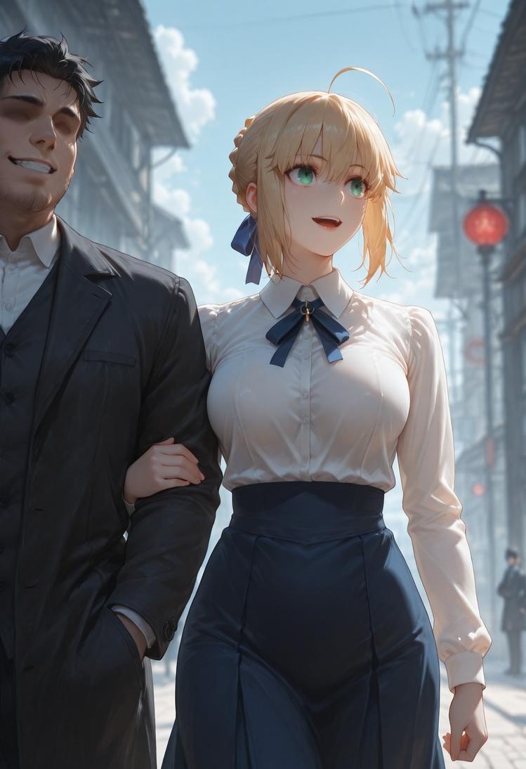 AI Generated Anime Girl - Fate/stay night Artoria Pendragon: Black Stockings Bed Shots 326P