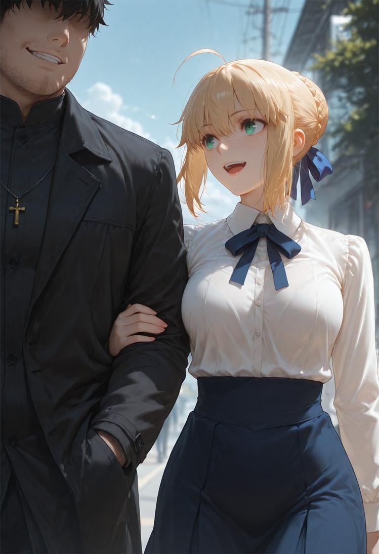 AI Generated Anime Girl - Fate/stay night Artoria Pendragon: Black Stockings Bed Shots 326P