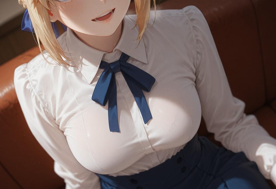 AI Generated Anime Girl - Fate/stay night Artoria Pendragon: Black Stockings Bed Shots 326P