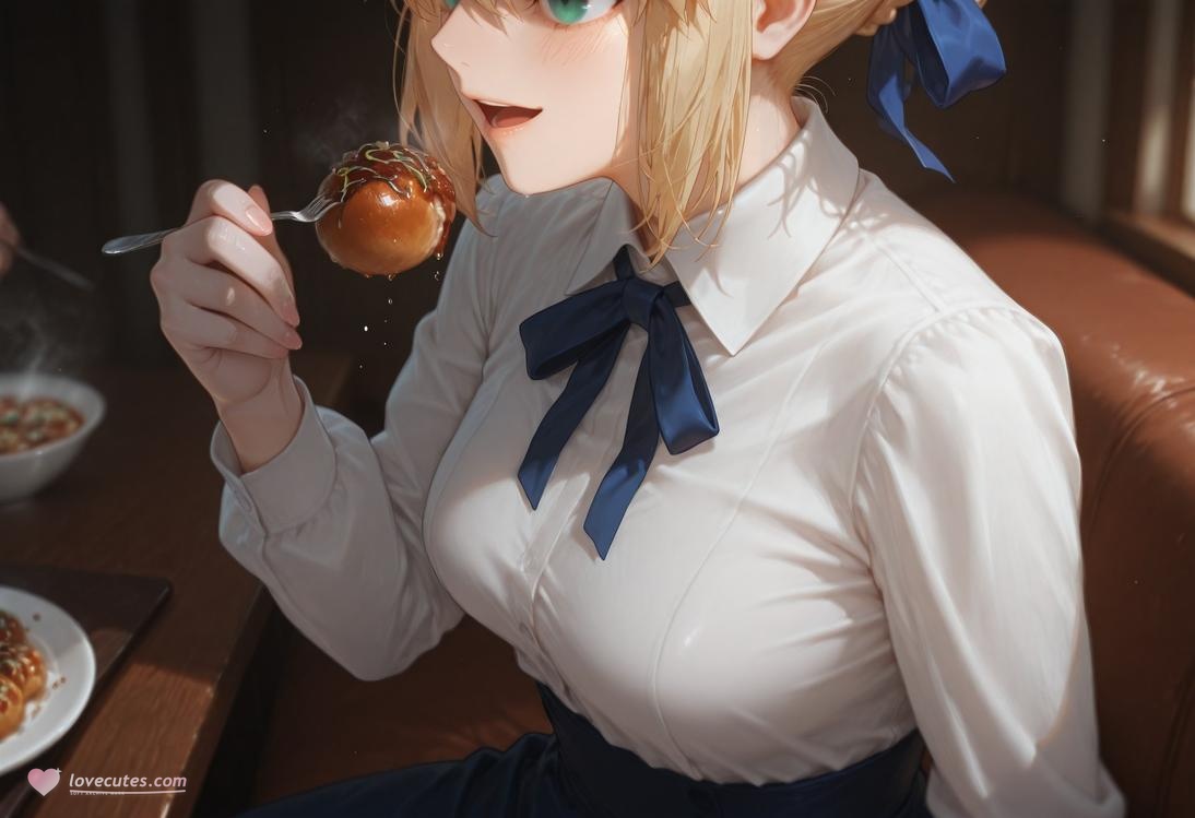 AI Generated Anime Girl - Fate/stay night Artoria Pendragon: Black Stockings Bed Shots 326P