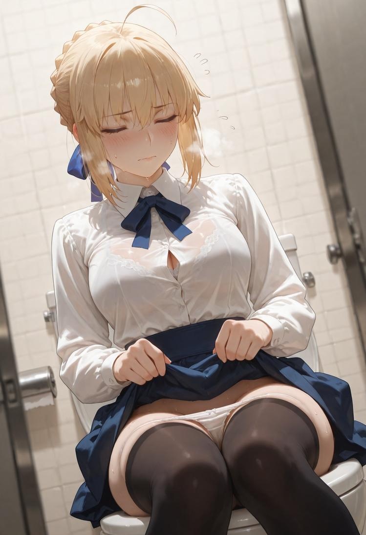 AI Generated Anime Girl - Fate·stay night 阿尔托莉雅·潘德拉贡：黑丝床拍露穴 326P