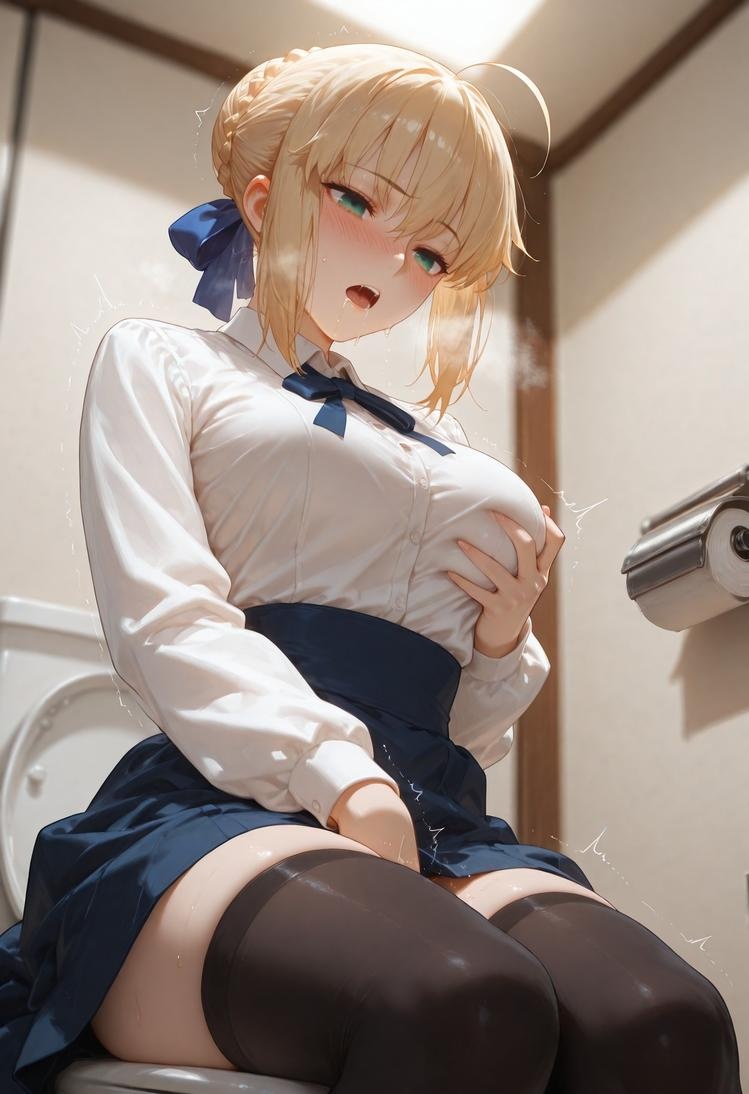 AI Generated Anime Girl - Fate·stay night 阿尔托莉雅·潘德拉贡：黑丝床拍露穴 326P