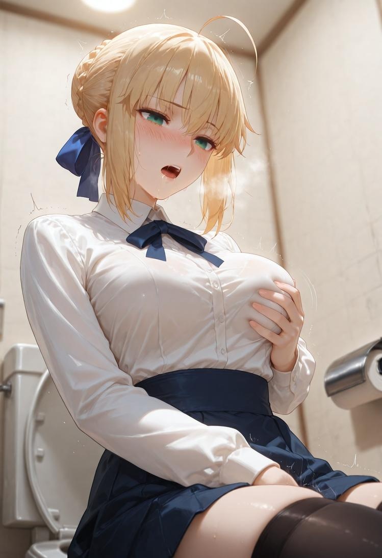 AI Generated Anime Girl - Fate·stay night 阿尔托莉雅·潘德拉贡：黑丝床拍露穴 326P
