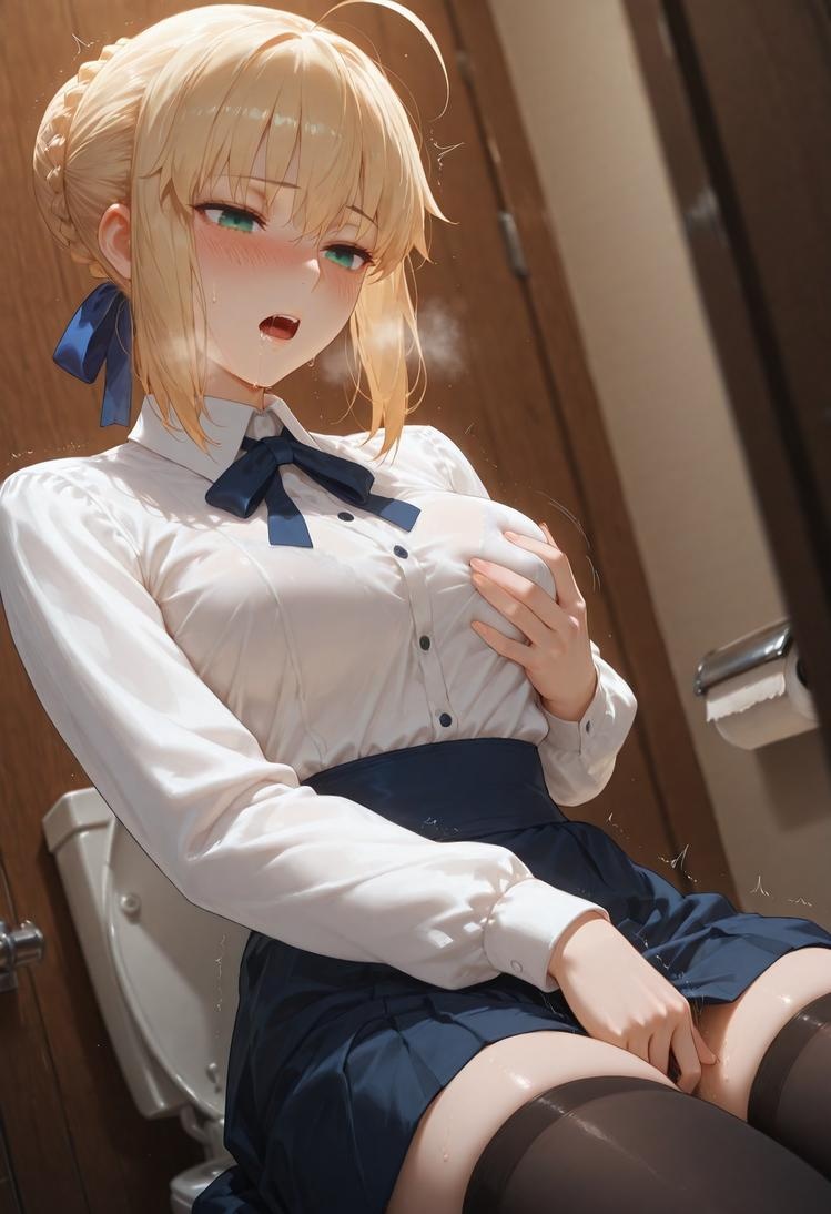 AI Generated Anime Girl - Fate·stay night 阿尔托莉雅·潘德拉贡：黑丝床拍露穴 326P