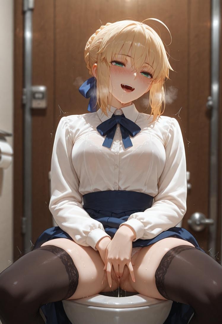 AI 생성 애니메이션 소녀 - Fate·stay night 알트리아 펜드래곤: 검은 스타킹 침대 촬영 326P