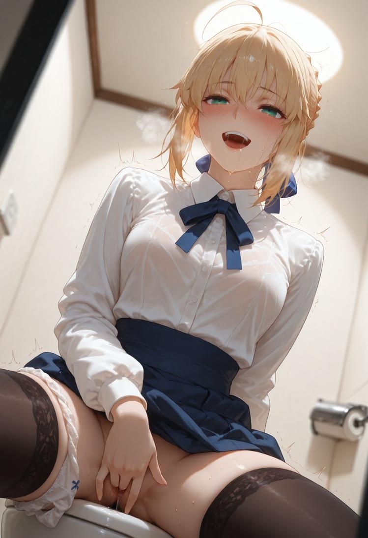 AI 생성 애니메이션 소녀 - Fate·stay night 알트리아 펜드래곤: 검은 스타킹 침대 촬영 326P