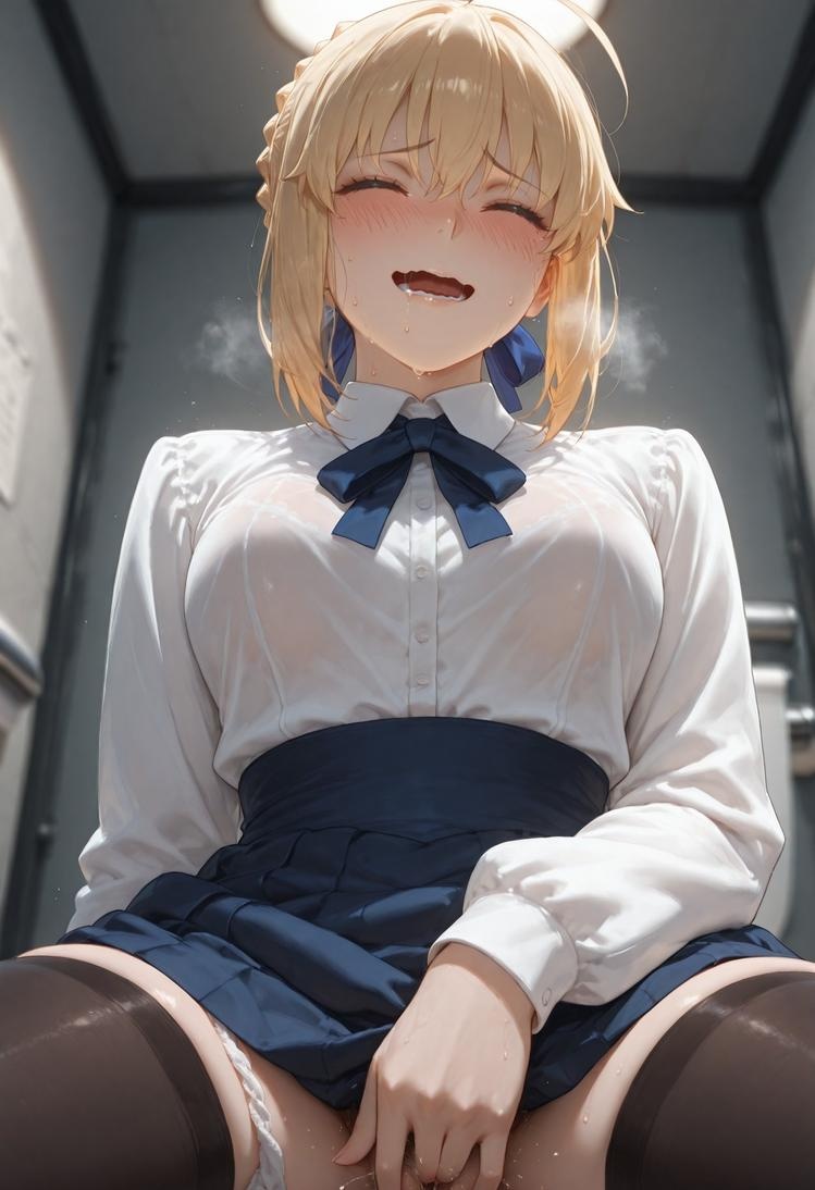 AI 생성 애니메이션 소녀 - Fate·stay night 알트리아 펜드래곤: 검은 스타킹 침대 촬영 326P