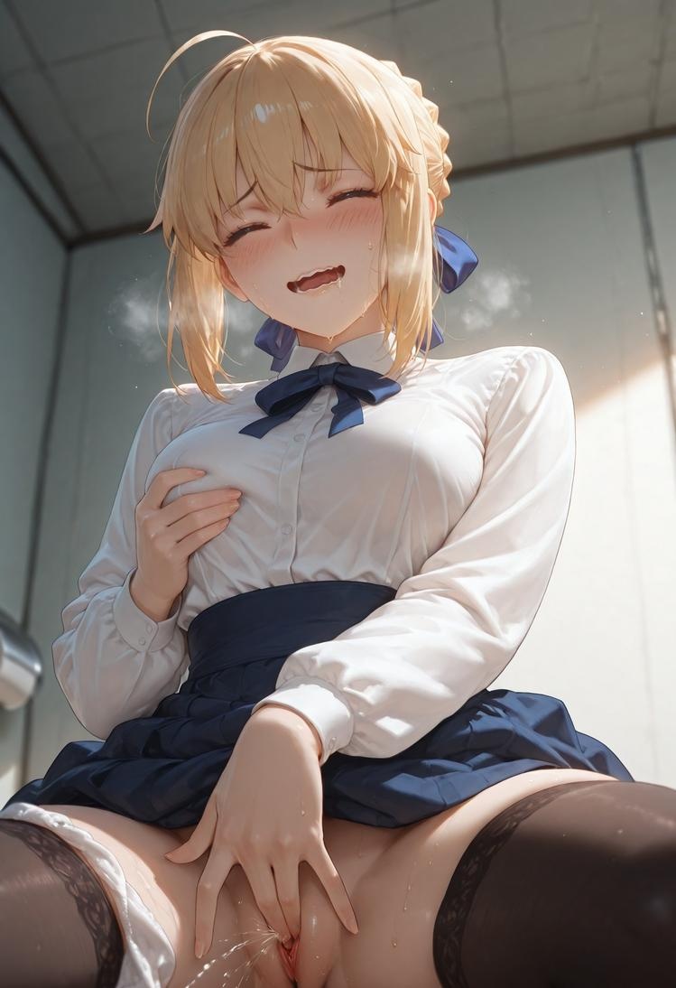 AI 생성 애니메이션 소녀 - Fate·stay night 알트리아 펜드래곤: 검은 스타킹 침대 촬영 326P