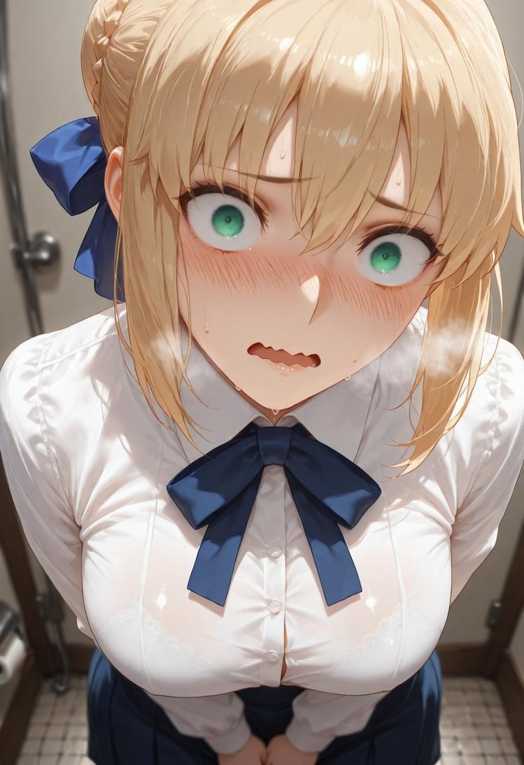 AI 생성 애니메이션 소녀 - Fate·stay night 알트리아 펜드래곤: 검은 스타킹 침대 촬영 326P