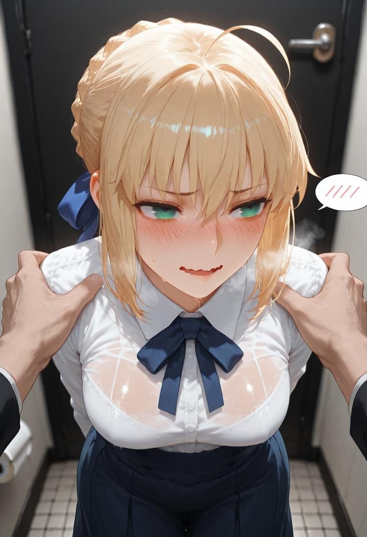 AI 생성 애니메이션 소녀 - Fate·stay night 알트리아 펜드래곤: 검은 스타킹 침대 촬영 326P