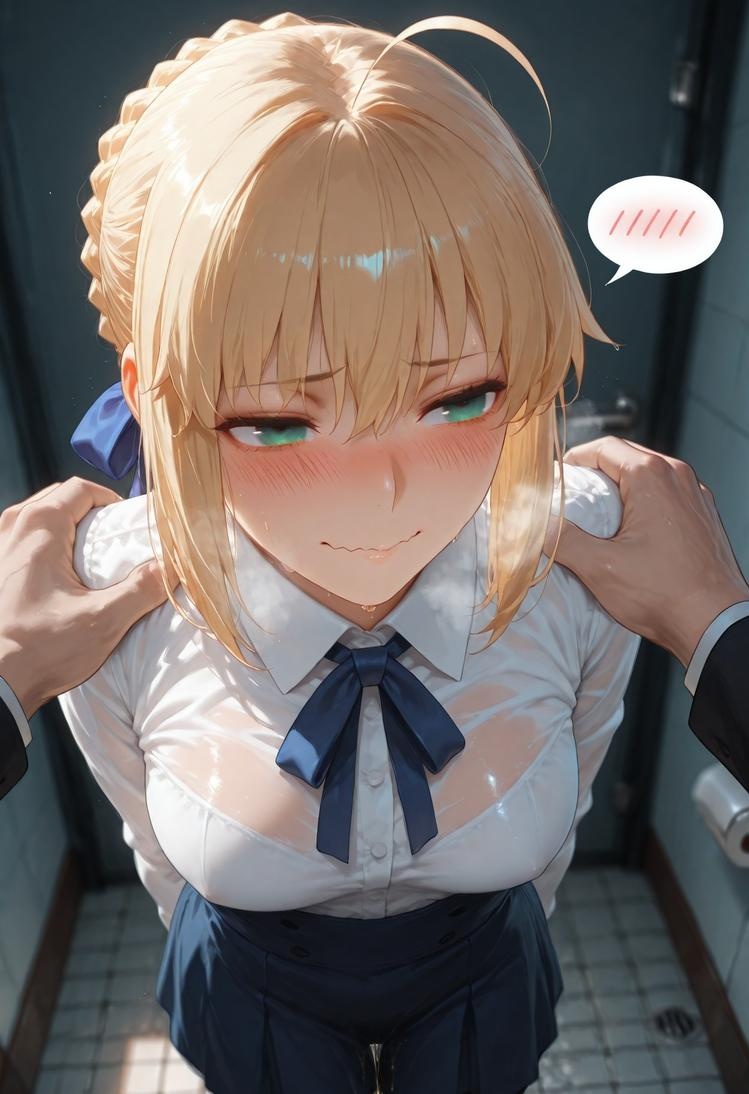 AI 생성 애니메이션 소녀 - Fate·stay night 알트리아 펜드래곤: 검은 스타킹 침대 촬영 326P