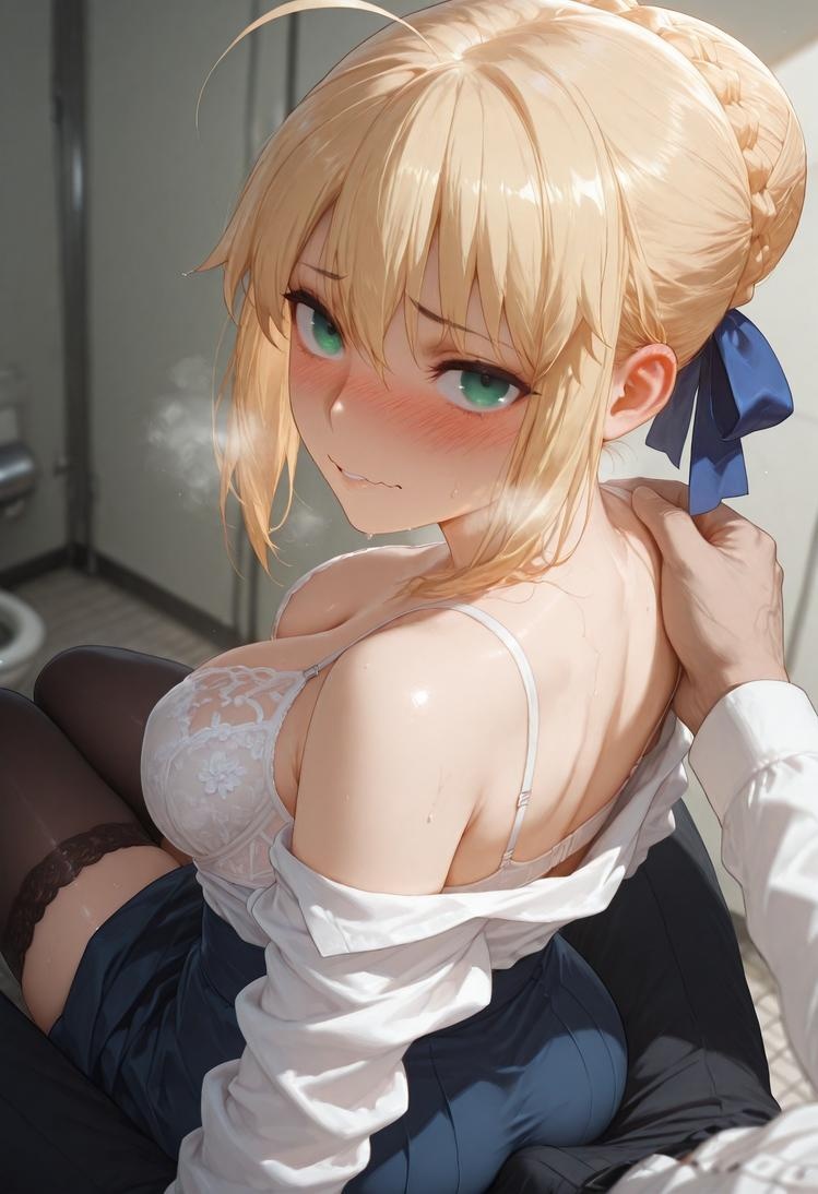 AI Generated Anime Girl - Fate·stay night 阿尔托莉雅·潘德拉贡：黑丝床拍露穴 326P