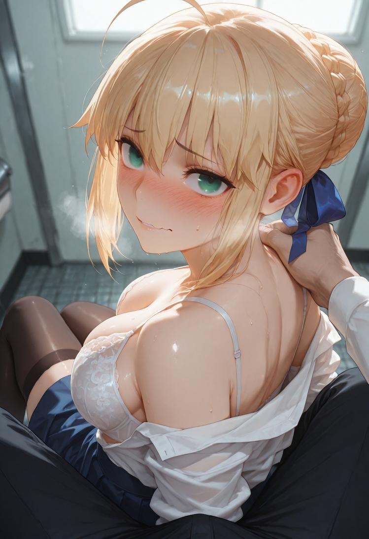 AI Generated Anime Girl - Fate·stay night 阿尔托莉雅·潘德拉贡：黑丝床拍露穴 326P