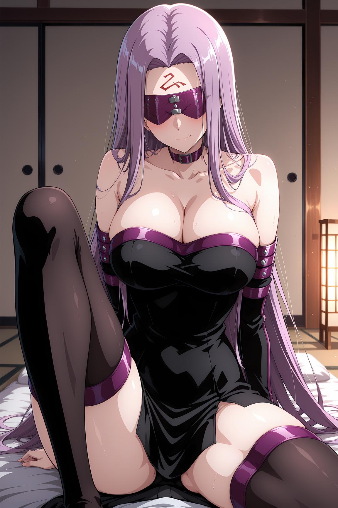 Cô gái anime do AI tạo ra - Fate Mỹ Đỗ Sa：chụp giường riêng tư với tất đen lộ âm hộ 138P