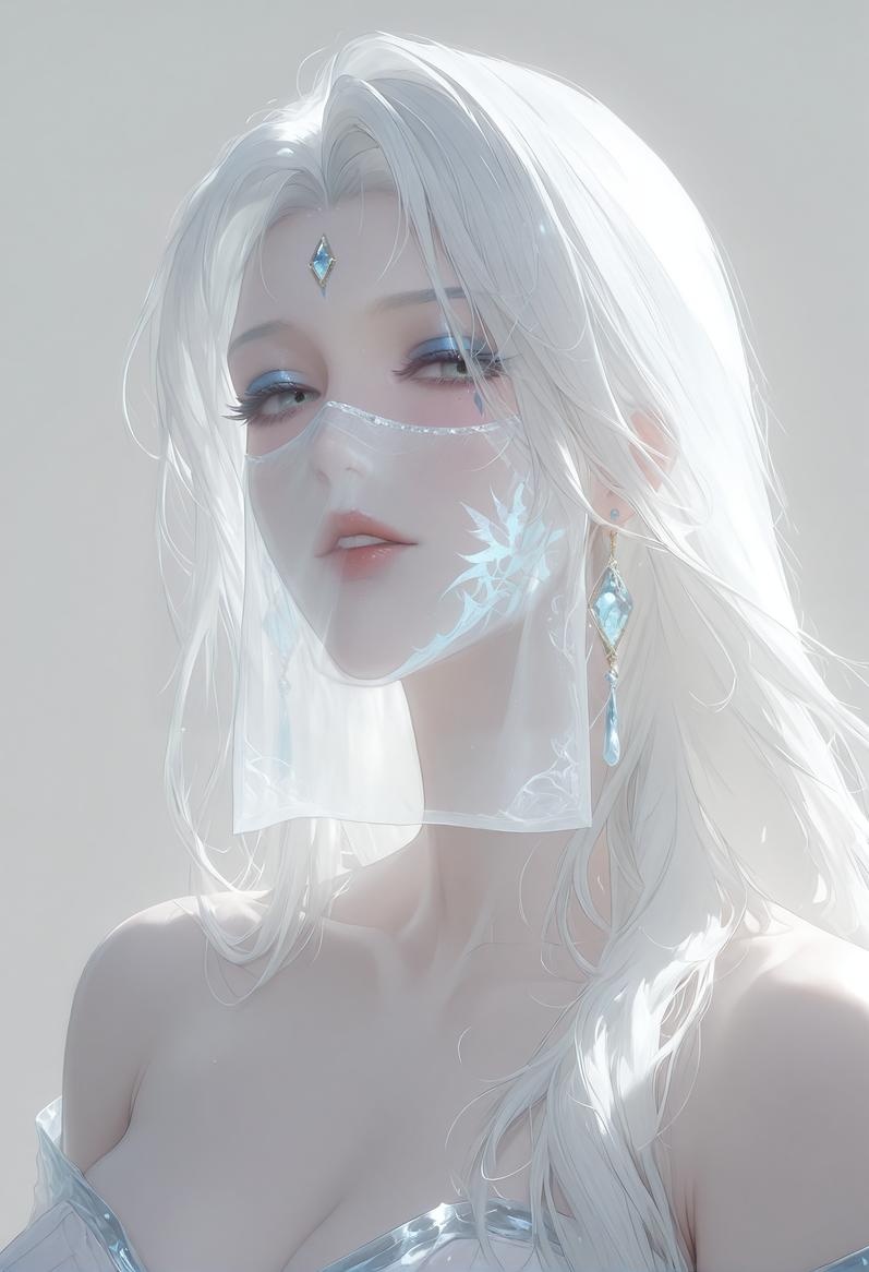 AI Generated Anime Girl - [ManAI]古风美 仙门银宴：白丝蕾丝内衣露点 94P