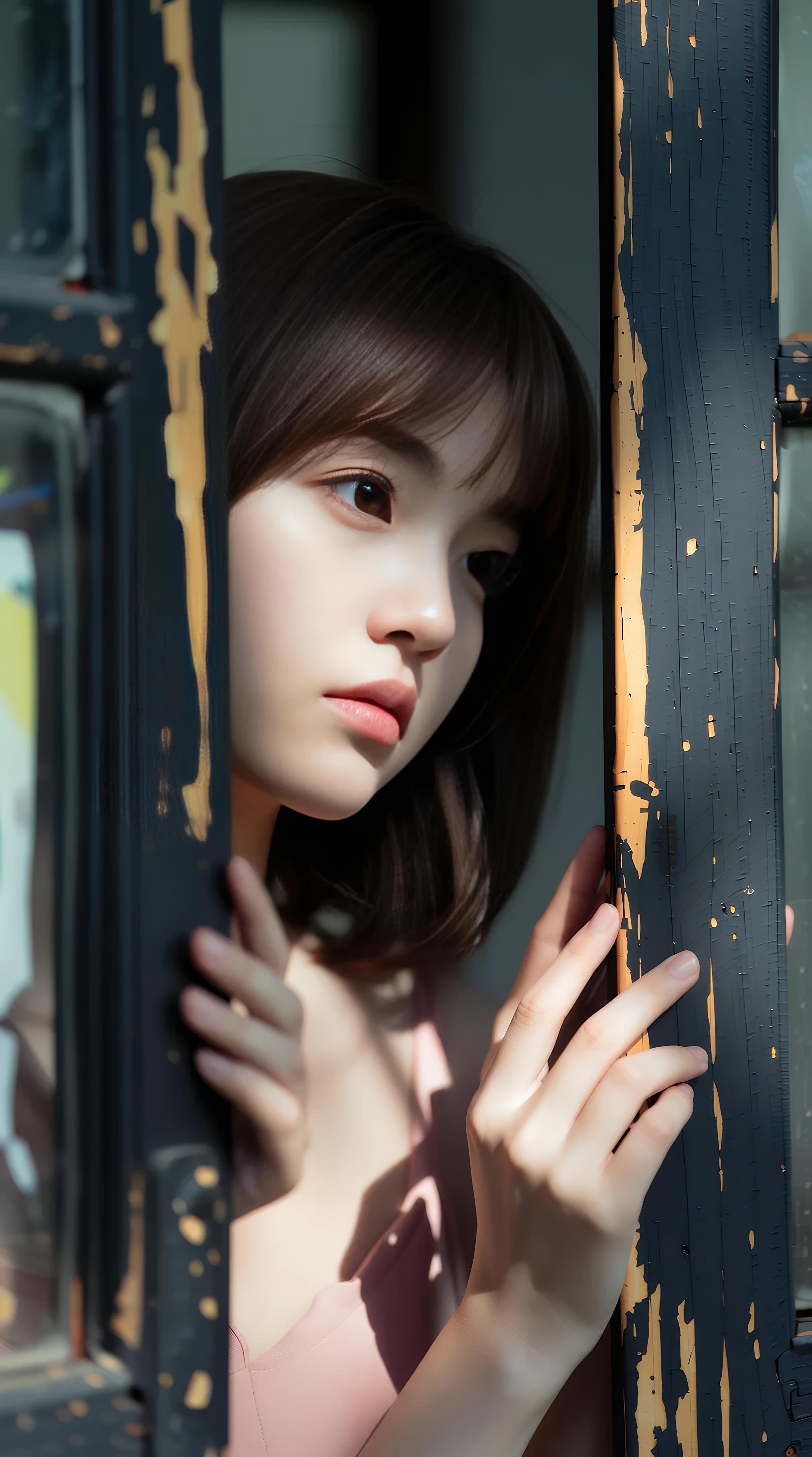 [AI美女] 小乔不乔 - กระโปรงสั้นสีชมพูในตรอกซอย: กลางแจ้งท่ามกลางแสงแดด ขาเรียวใสบริสุทธิ์ 97P