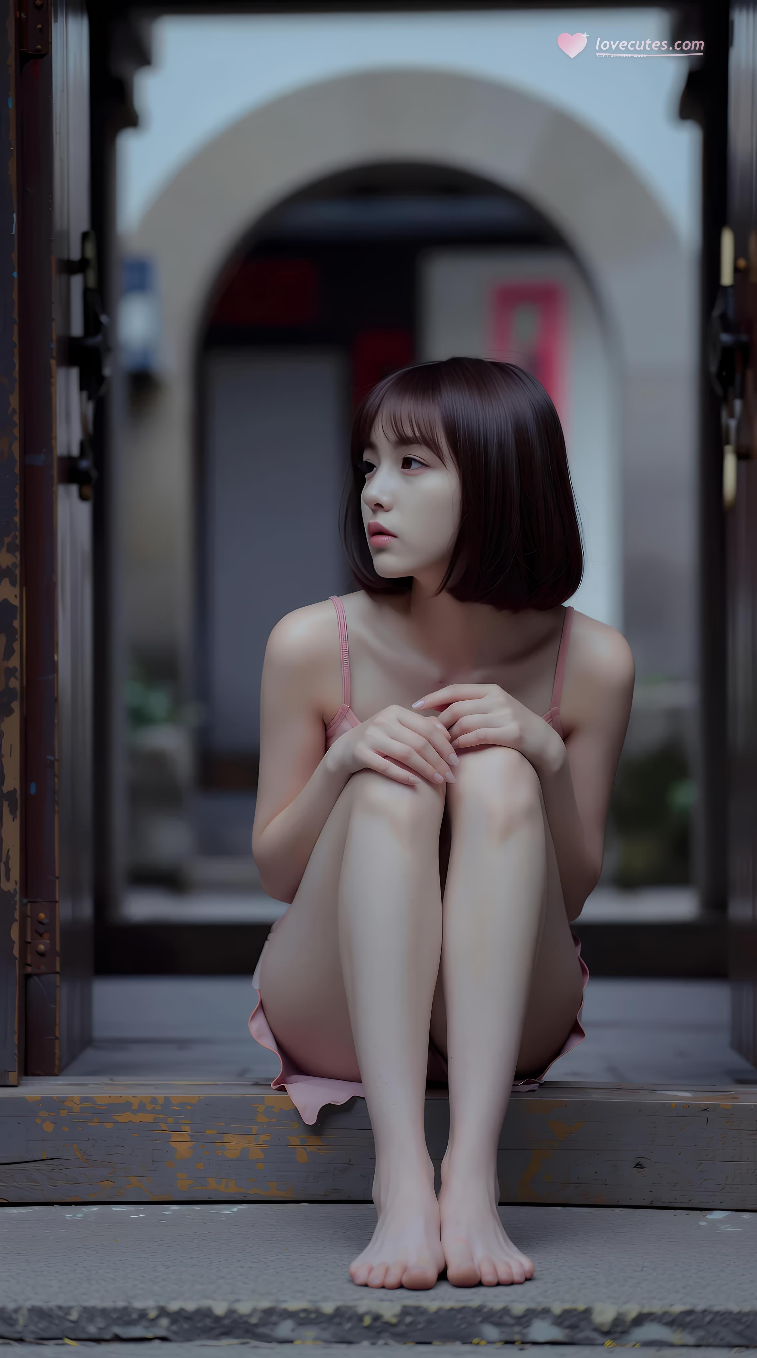[AI美女] 小乔不乔 - กระโปรงสั้นสีชมพูในตรอกซอย: กลางแจ้งท่ามกลางแสงแดด ขาเรียวใสบริสุทธิ์ 97P