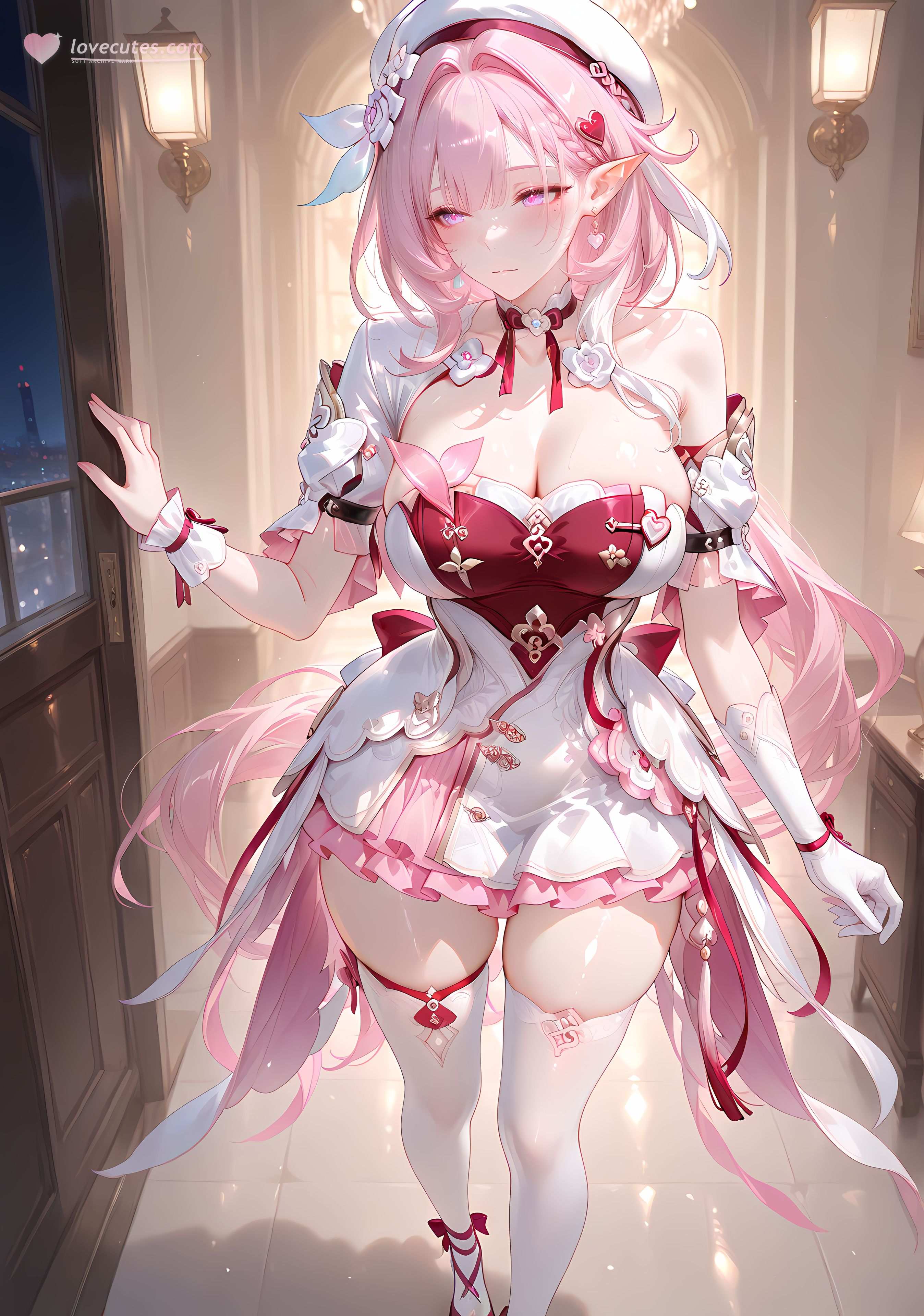 AI tạo ra Anime Girl - [NAKS] 爱莉希雅Elysia：đen tất chụp phòng ngủ trên giường lộ âm hộ 342P