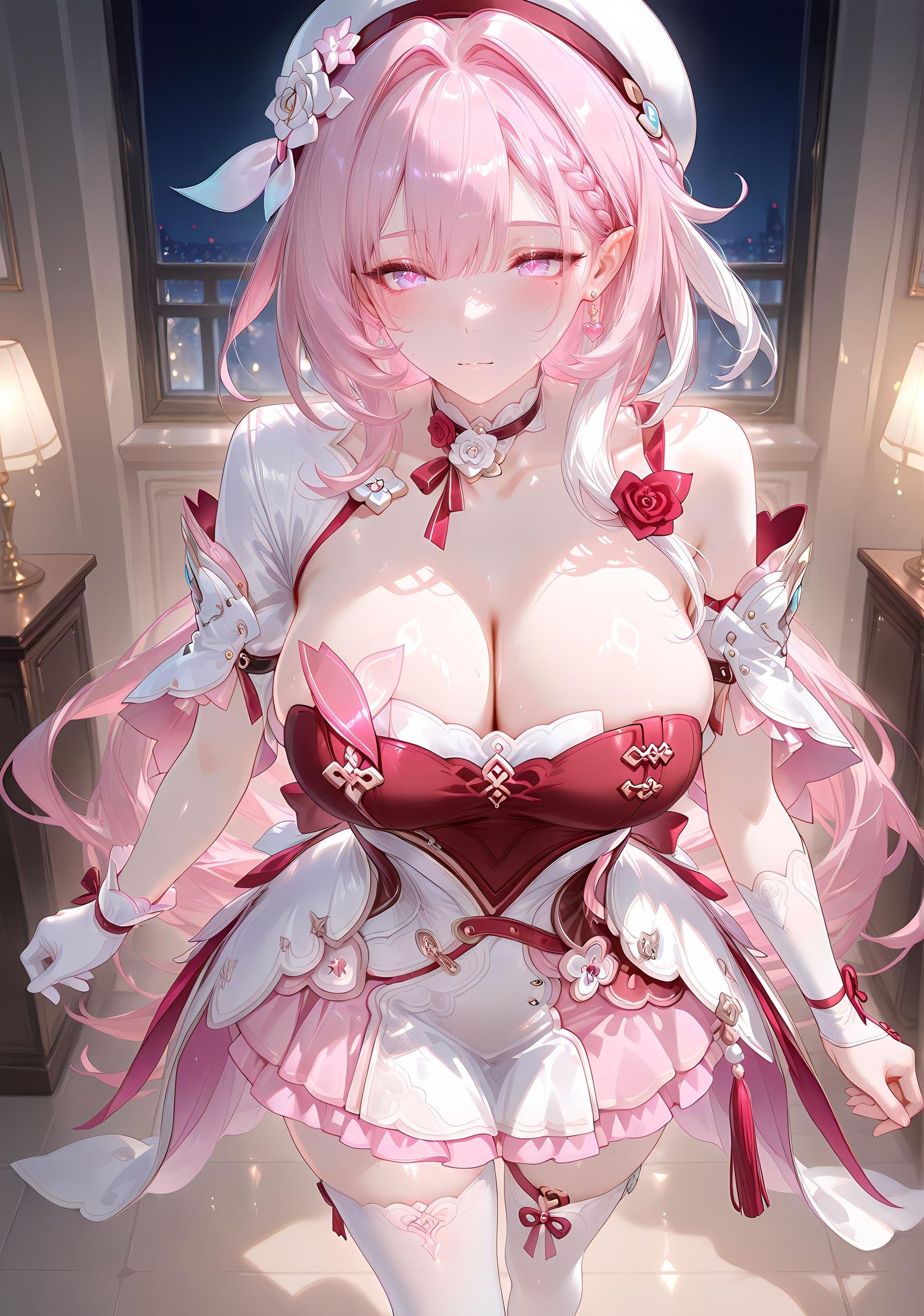 AI tạo ra Anime Girl - [NAKS] 爱莉希雅Elysia：đen tất chụp phòng ngủ trên giường lộ âm hộ 342P