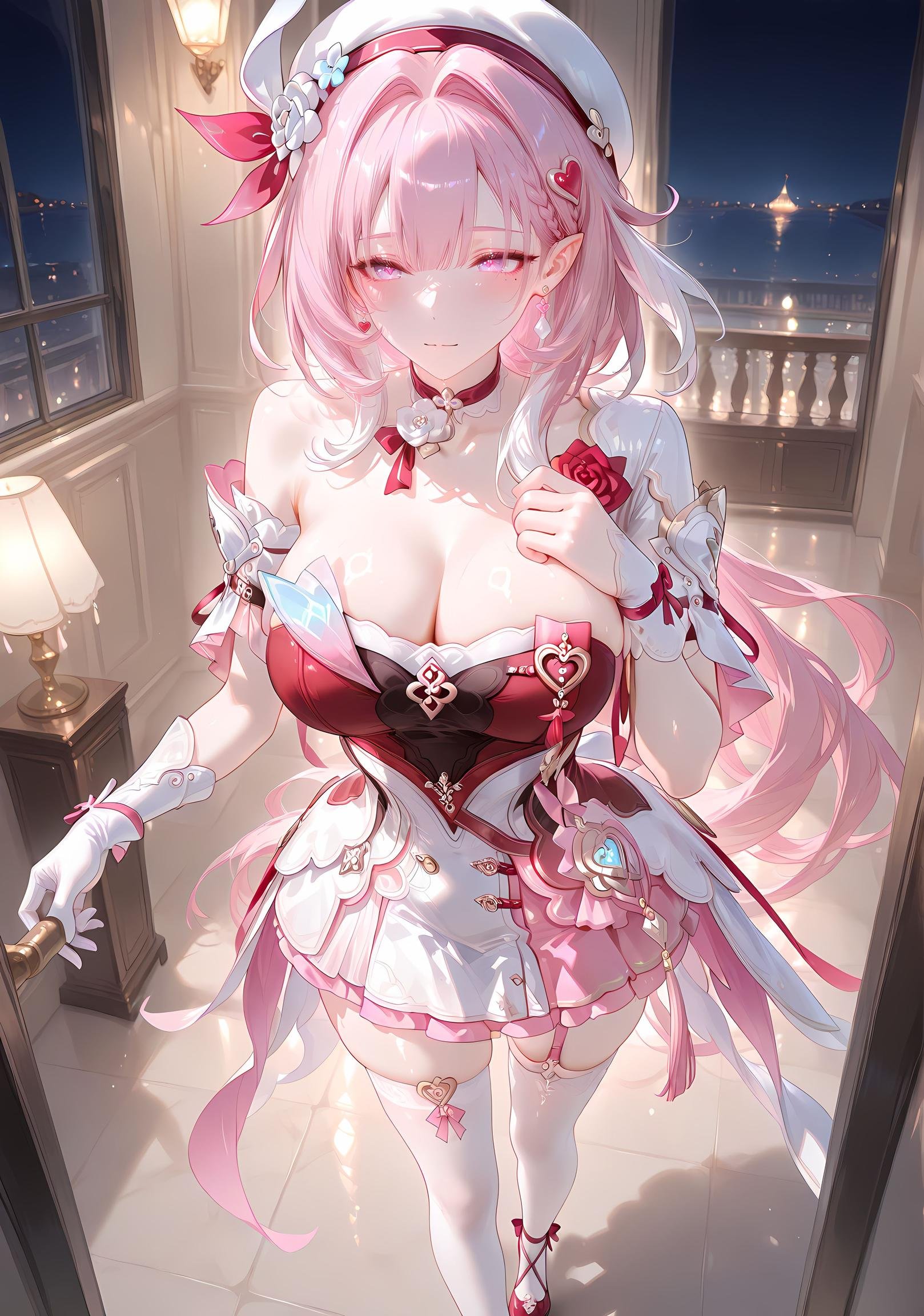 AI tạo ra Anime Girl - [NAKS] 爱莉希雅Elysia：đen tất chụp phòng ngủ trên giường lộ âm hộ 342P