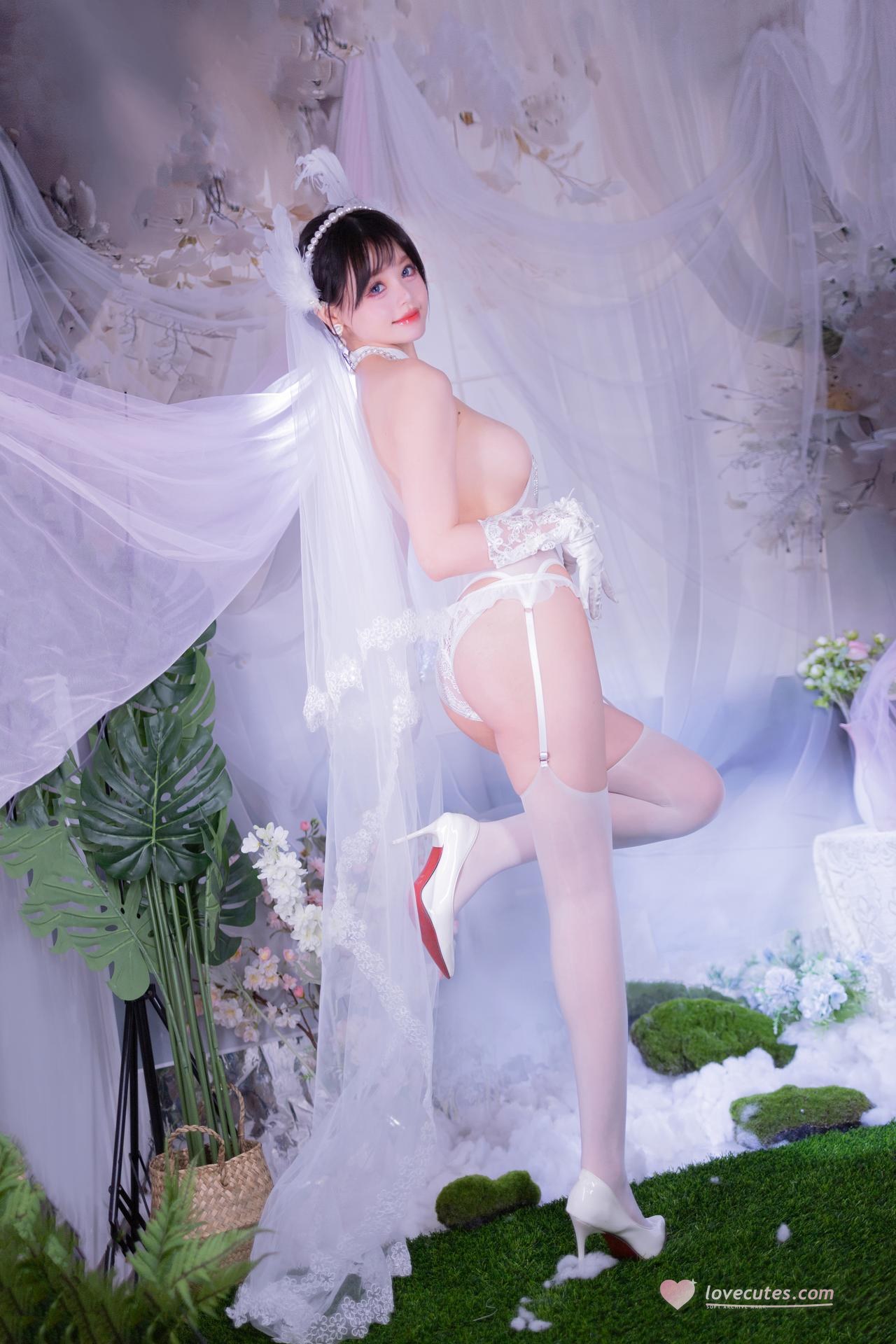 [写真] 星黛鹿鹿 - 白丝花嫁：白纱婚纱白丝柔光私房 50P