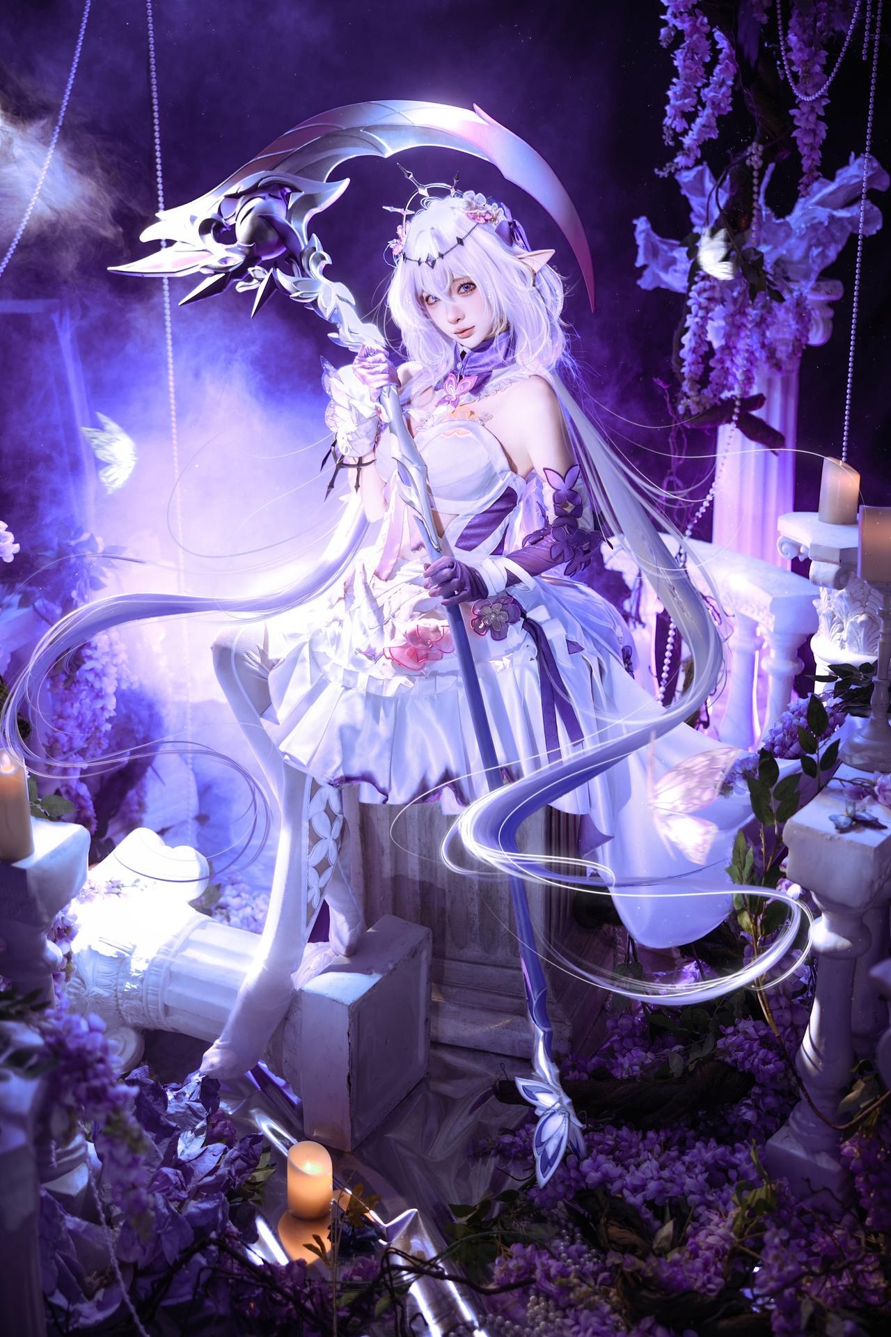 [cosplay] 蠢沫沫 - 崩坏星穹铁道 遐蝶：紫白礼裙蝶翼梦幻还原 12P