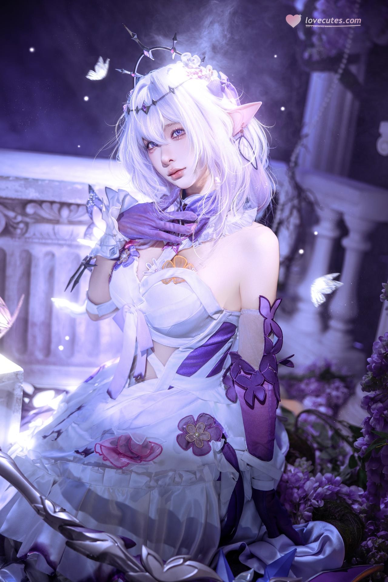 [cosplay] 蠢沫沫 - 崩坏星穹铁道 遐蝶：紫白礼裙蝶翼梦幻还原 12P