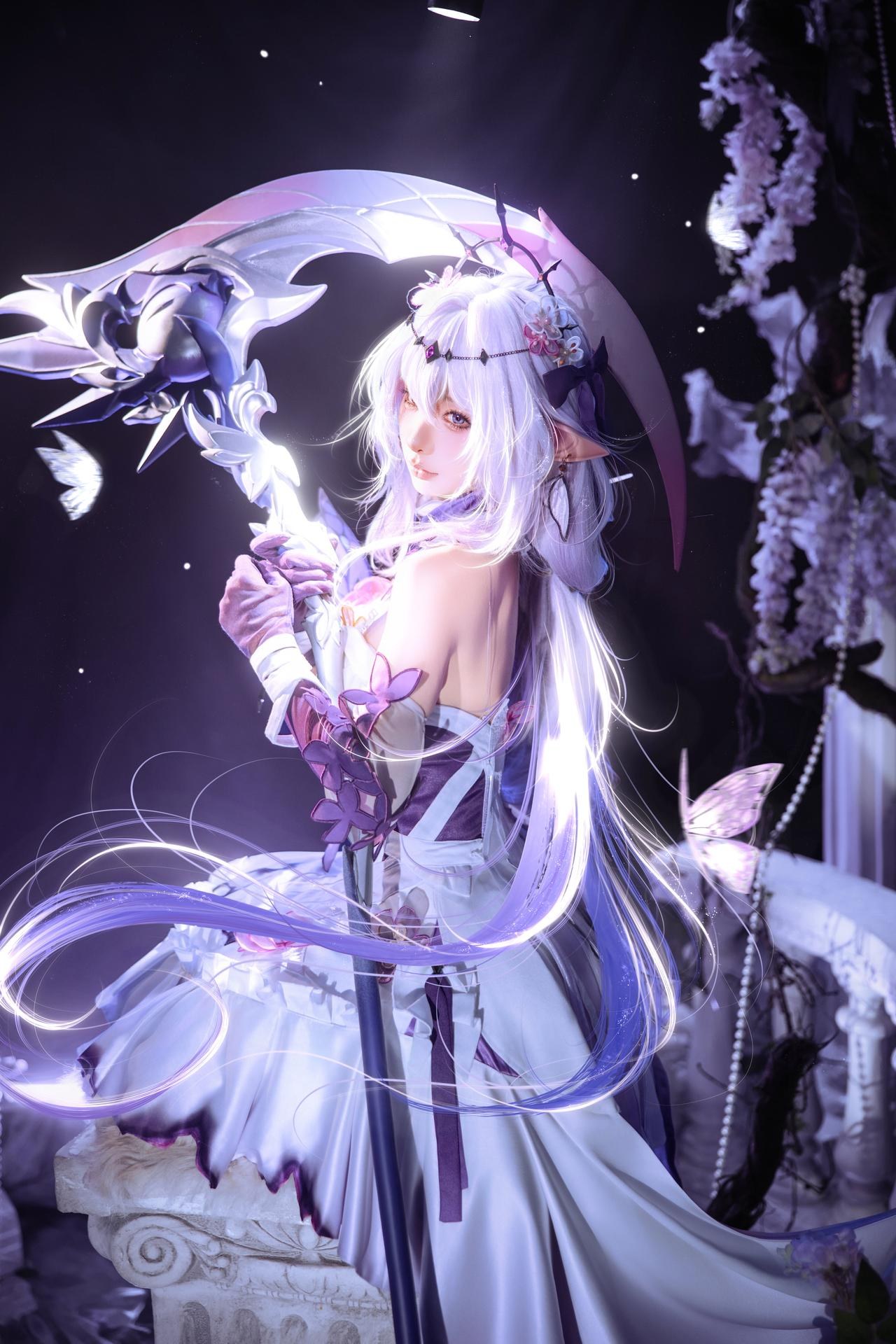 [cosplay] 蠢沫沫 - 崩坏星穹铁道 遐蝶：紫白礼裙蝶翼梦幻还原 12P
