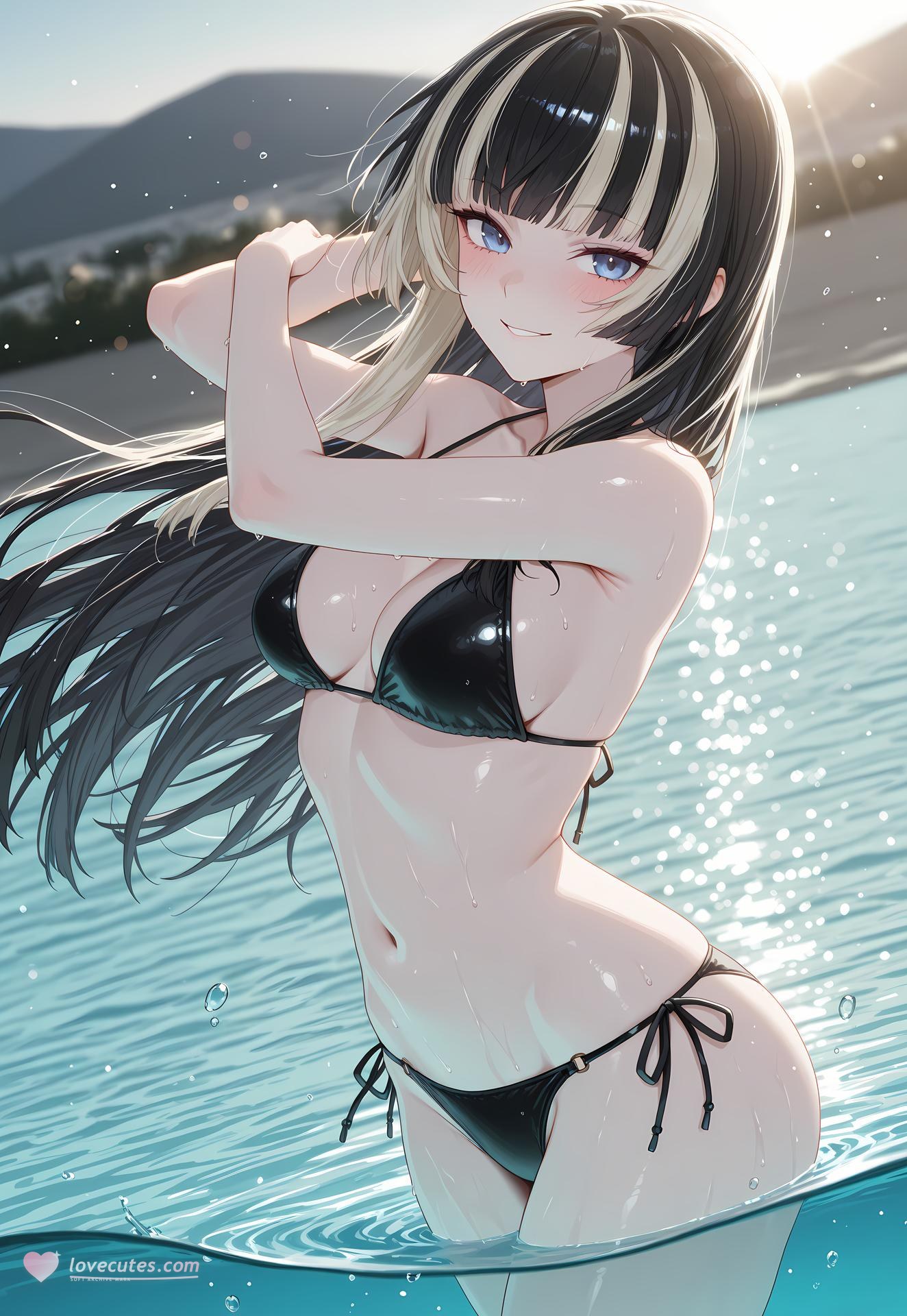AI Generated Anime Girl - 儒乌风亭螺钿：泳装比基尼露穴 188P