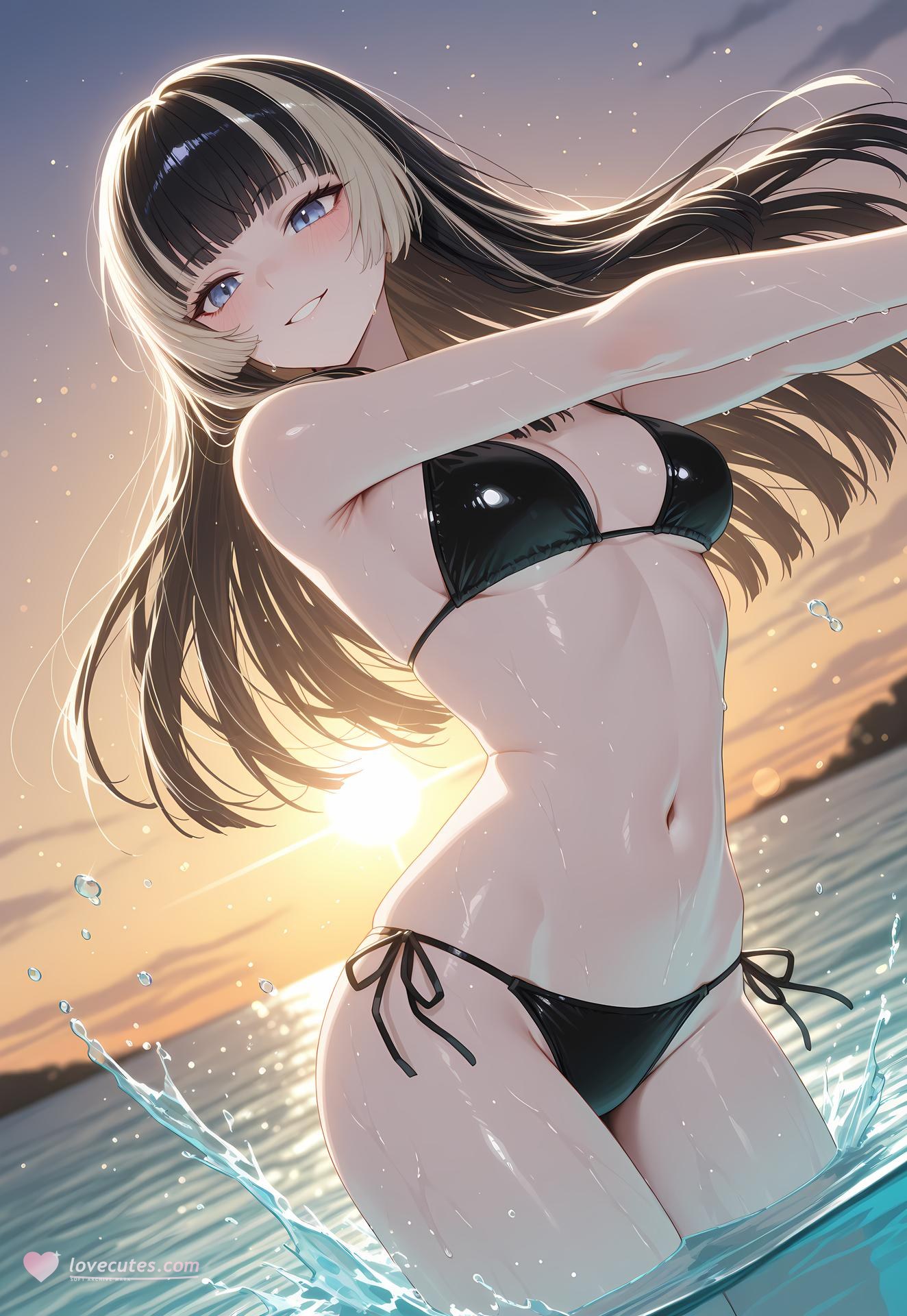 AI Generated Anime Girl - 儒乌风亭螺钿：泳装比基尼露穴 188P