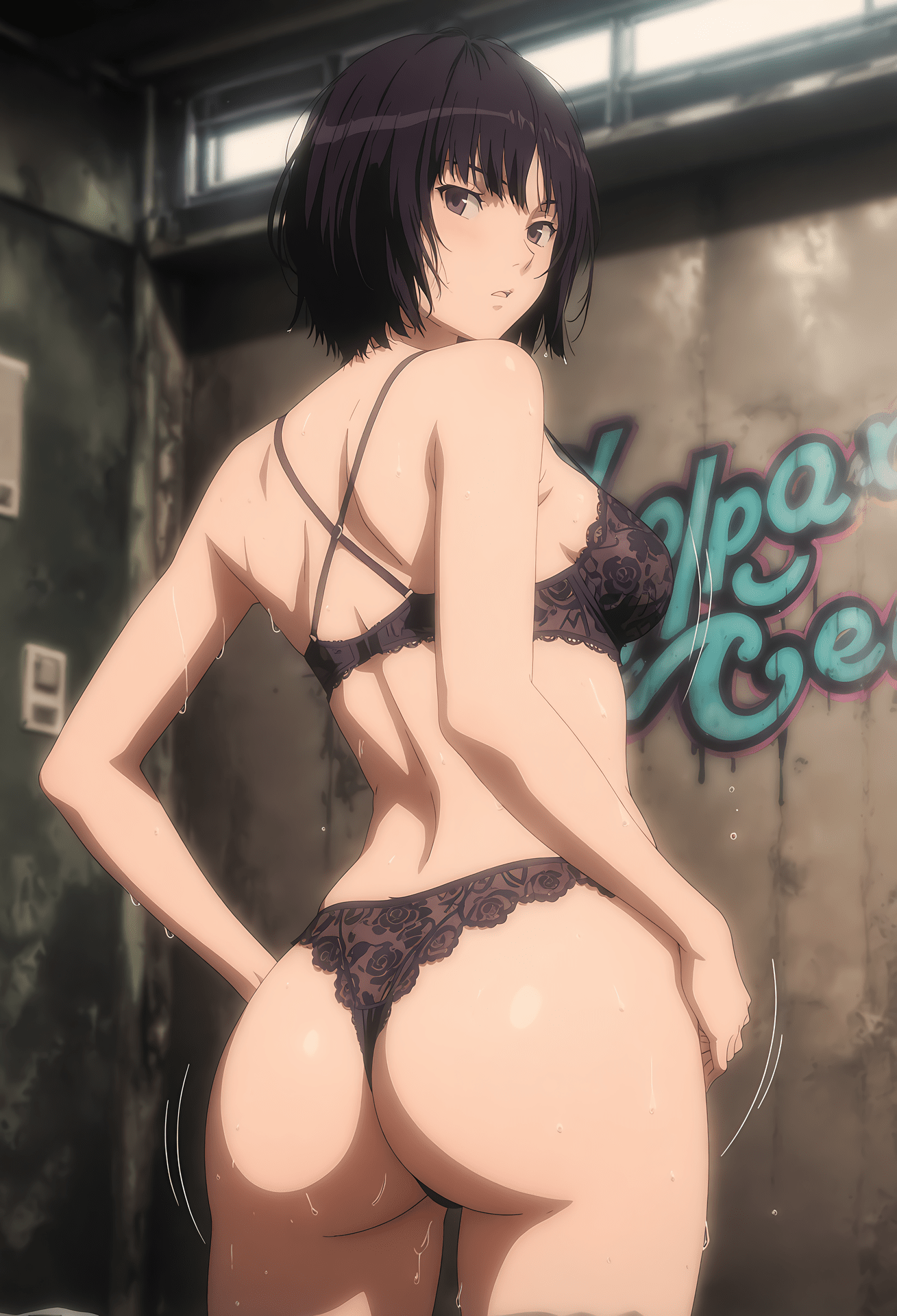 Cô gái anime do AI tạo ra - 圣诞之吻 七咲逢：đồ bơi ôm sát, phòng tắm, lộ lỗ 30P