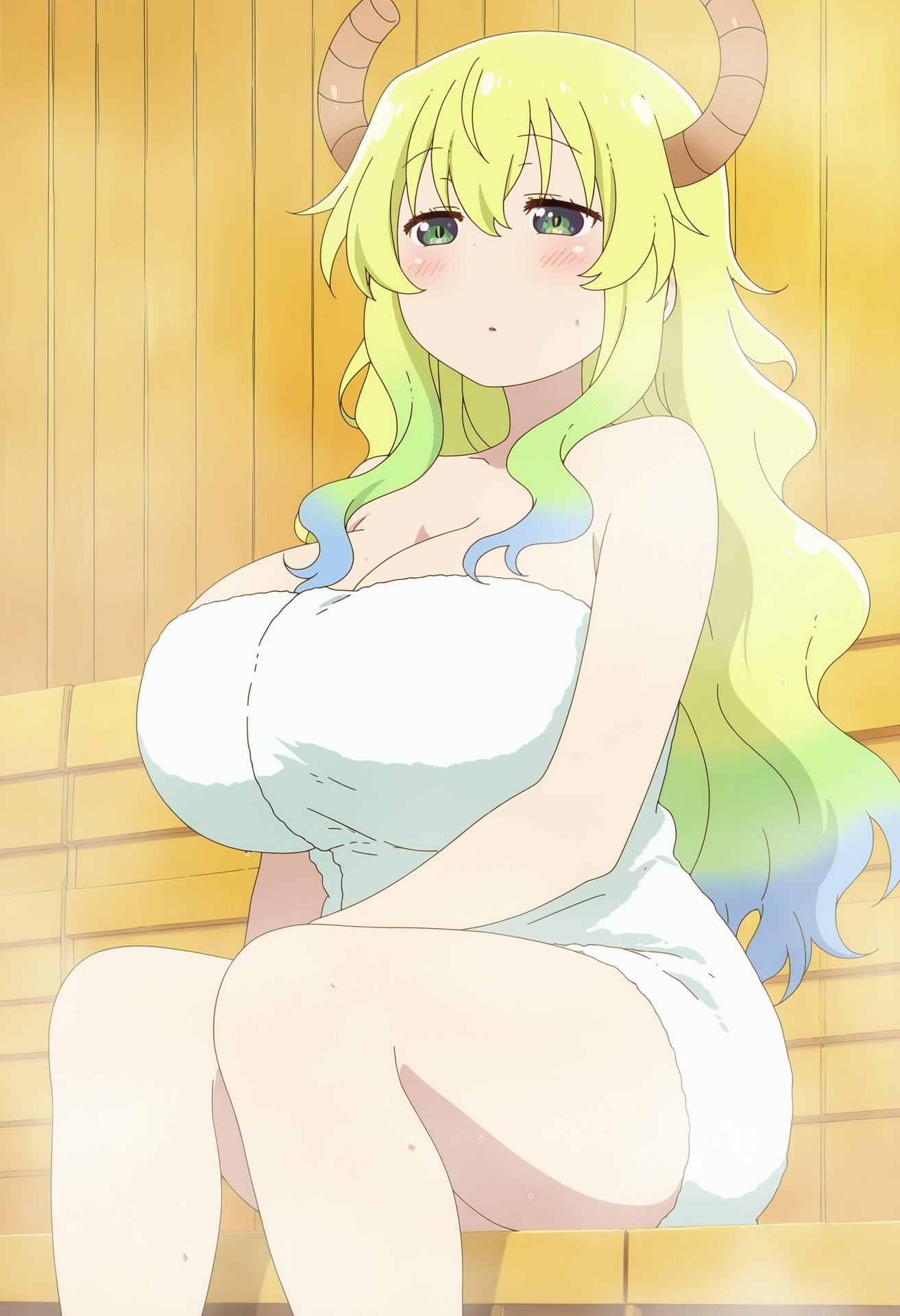 AI Generated Anime Girl - Miss Kobayashi's Dragon Maid Lucoa: Black Stockings Tight Outfit Private Nude Exposure 50P