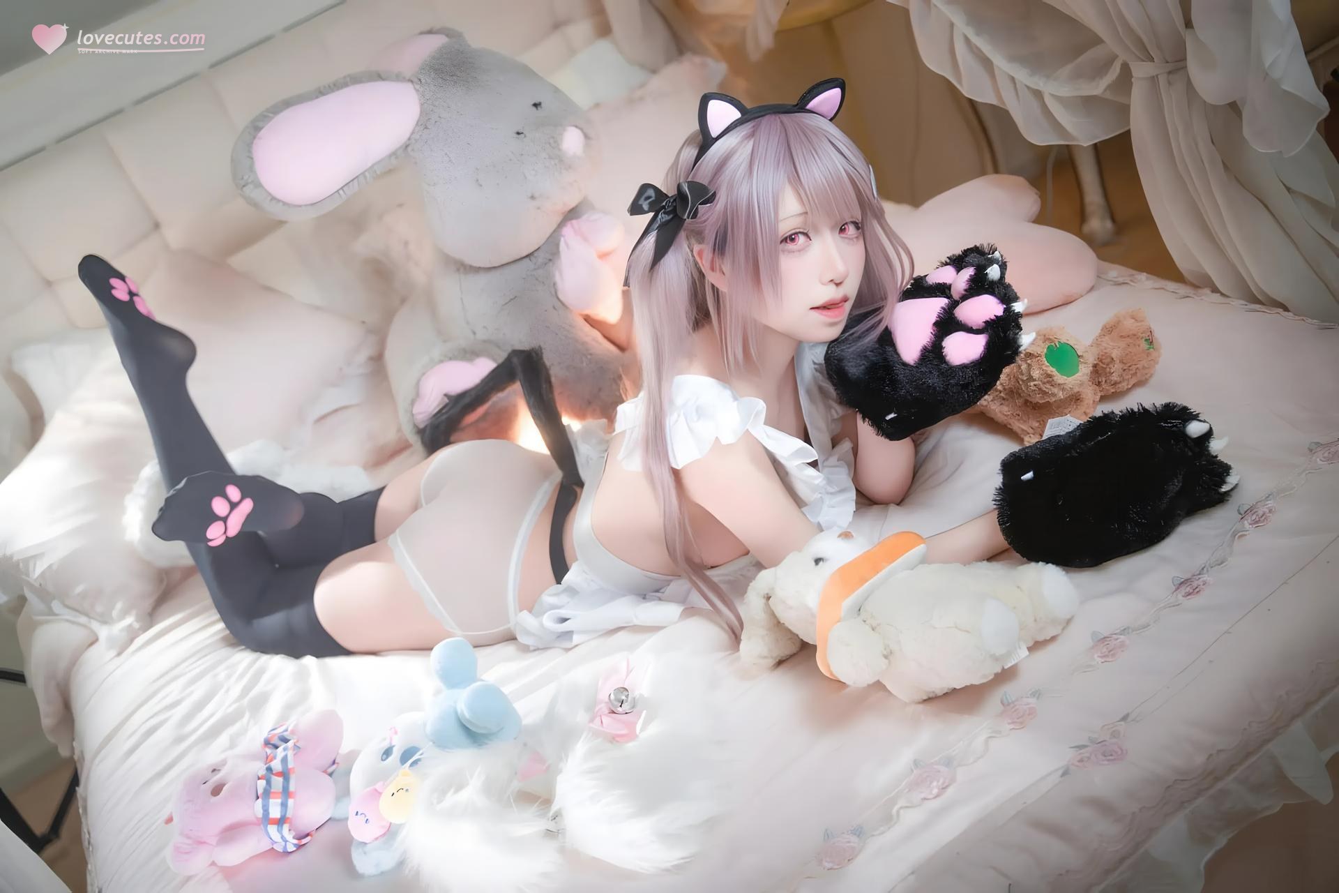 [cosplay] 双木扶苏 - Azur Lane Tưởng niệm Mercury: đồ bơi phong cách hòa phục đỏ trắng, tóc trắng, ngực đầy tái hiện 31P