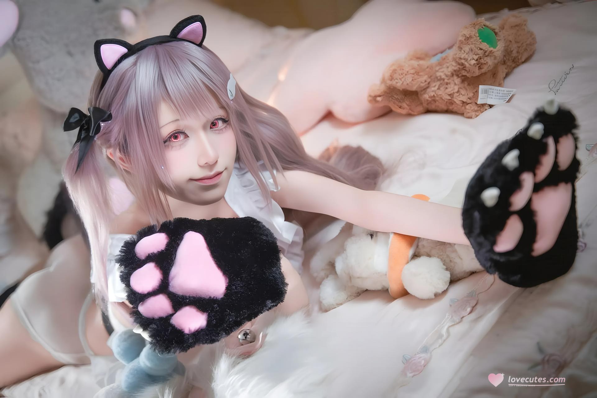 [cosplay] 双木扶苏 - Azur Lane Tưởng niệm Mercury: đồ bơi phong cách hòa phục đỏ trắng, tóc trắng, ngực đầy tái hiện 31P