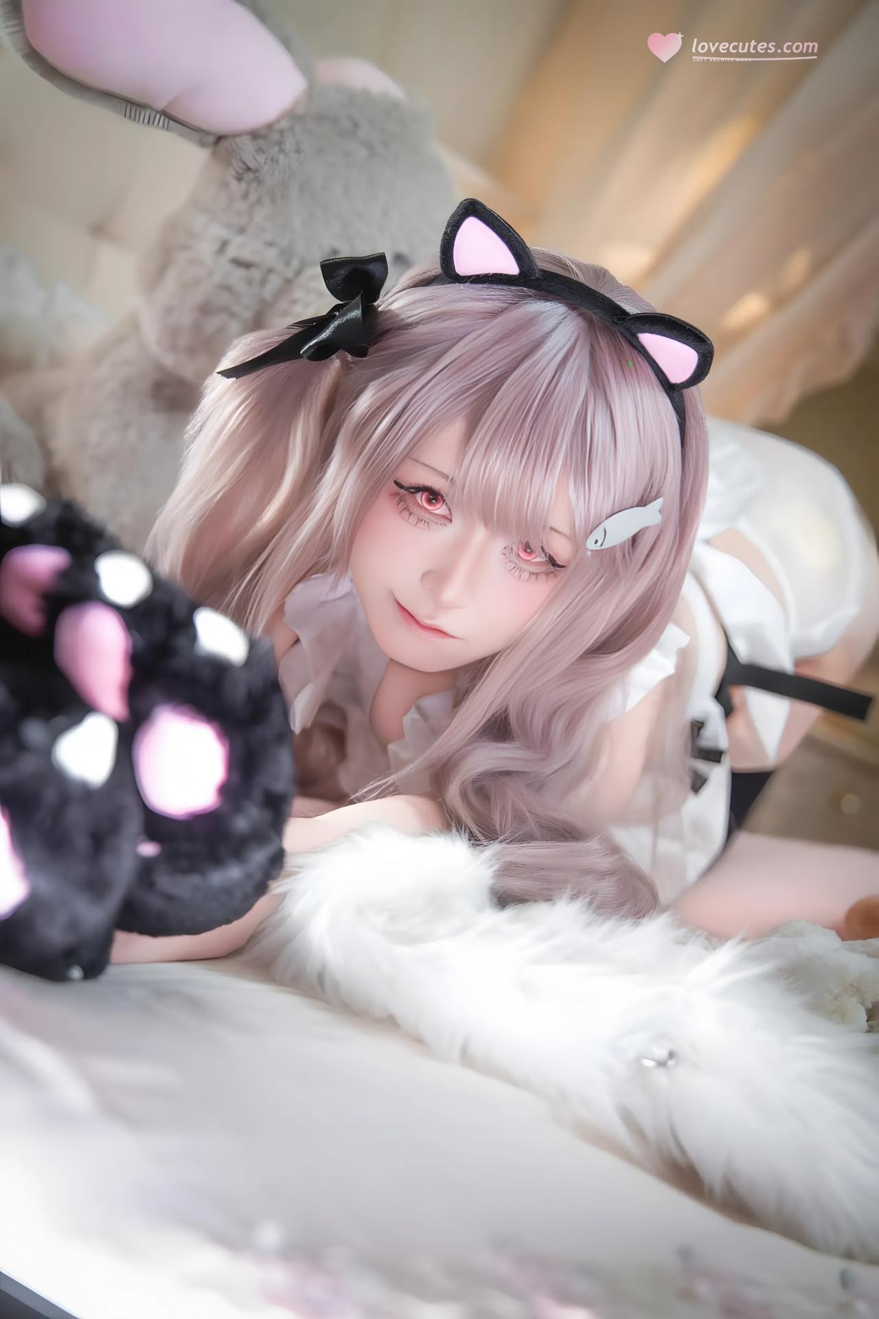 [cosplay] 双木扶苏 - Azur Lane Tưởng niệm Mercury: đồ bơi phong cách hòa phục đỏ trắng, tóc trắng, ngực đầy tái hiện 31P