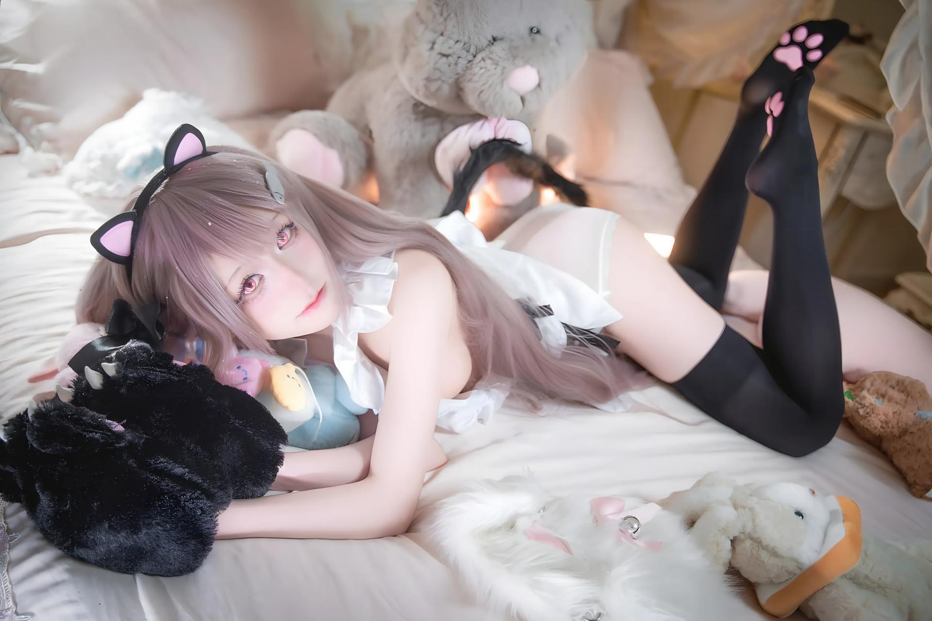 [cosplay] 双木扶苏 - Azur Lane Tưởng niệm Mercury: đồ bơi phong cách hòa phục đỏ trắng, tóc trắng, ngực đầy tái hiện 31P