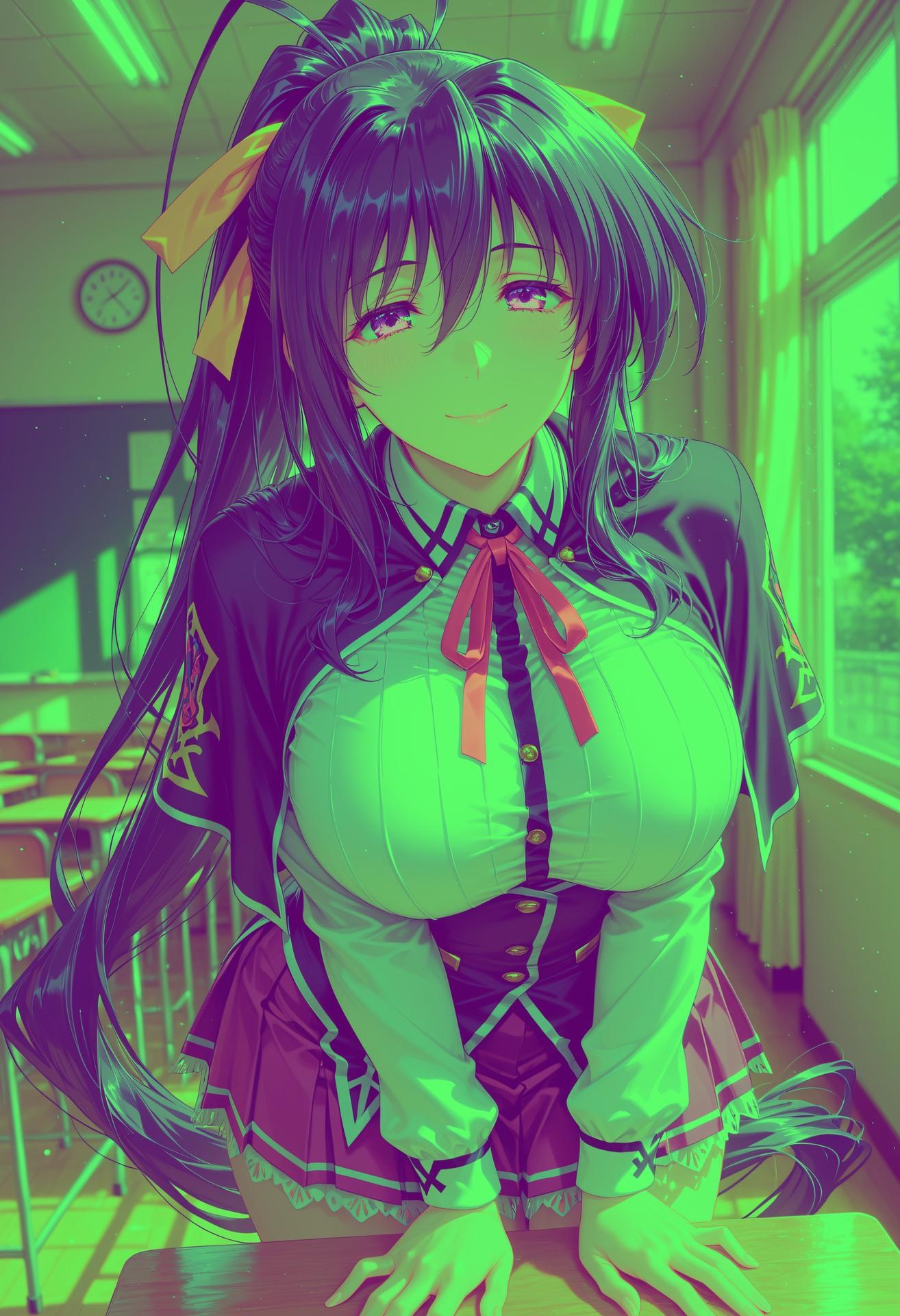 AI Generated Anime Girl - 恶魔高中D×D 姬岛朱乃：蕾丝内衣学生装露穴 107P