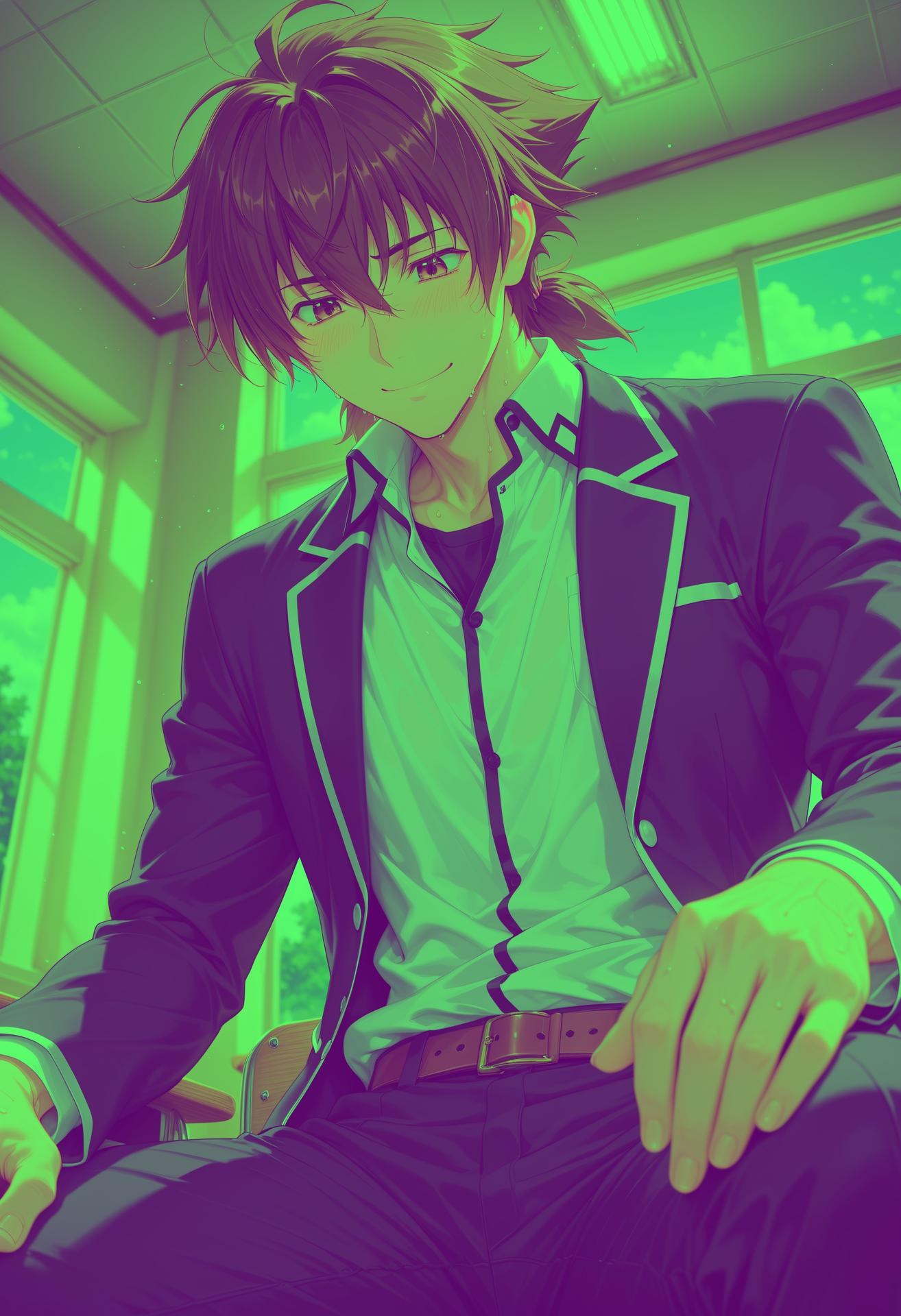 AI Generated Anime Girl - 恶魔高中D×D 姬岛朱乃：蕾丝内衣学生装露穴 107P