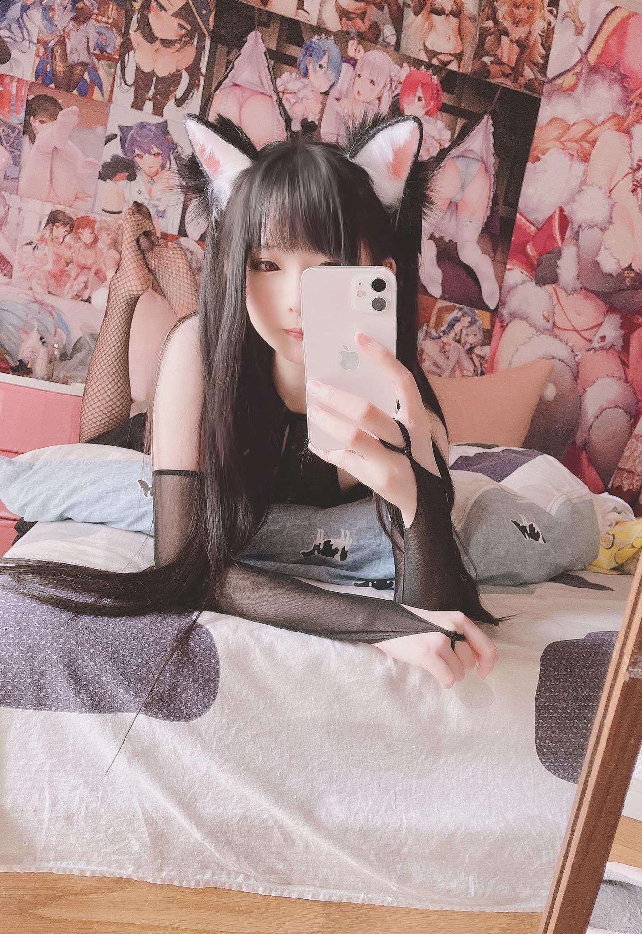 [私房] 습대대 - 고양이 귀 테마: 검은 머리 시스루 섹시 사적 촬영 15P2V