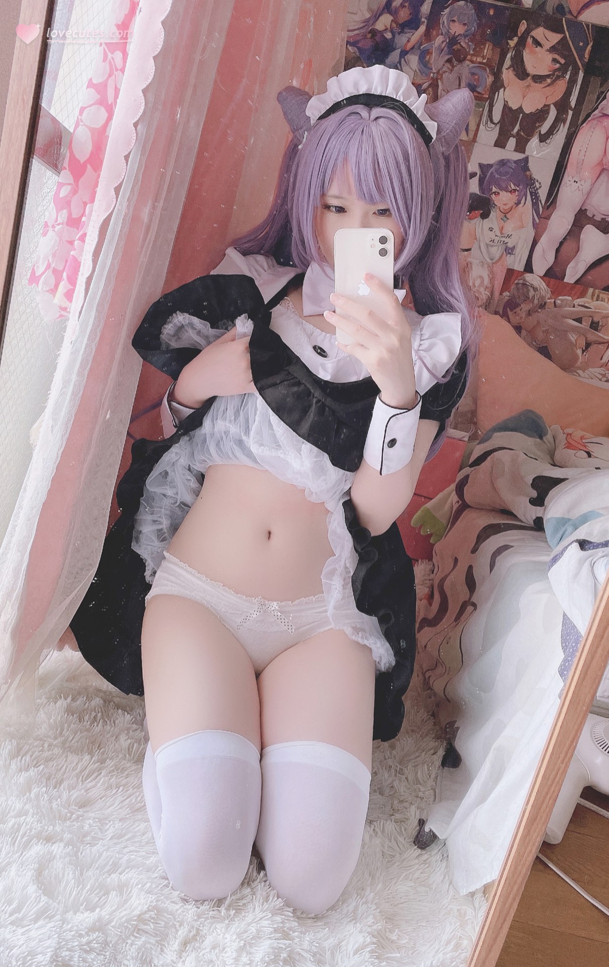 [cosplay] 习呆呆 - Keqing Maid: Purple Hair Cat Ears Nipple-Exposed Recreation 27P