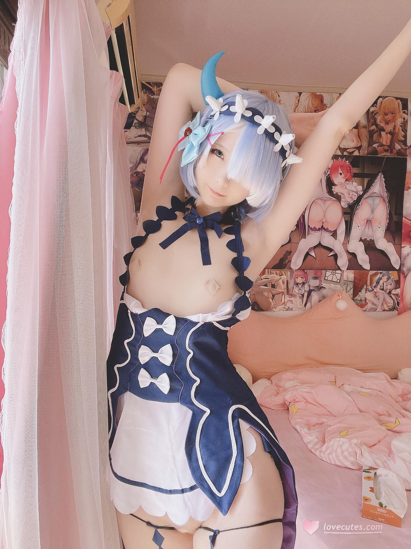 [cosplay] 习呆呆 - Ganyu: tái hiện quy mô lớn lộ điểm nhạy cảm của nữ hầu gái tóc xanh 36P2V