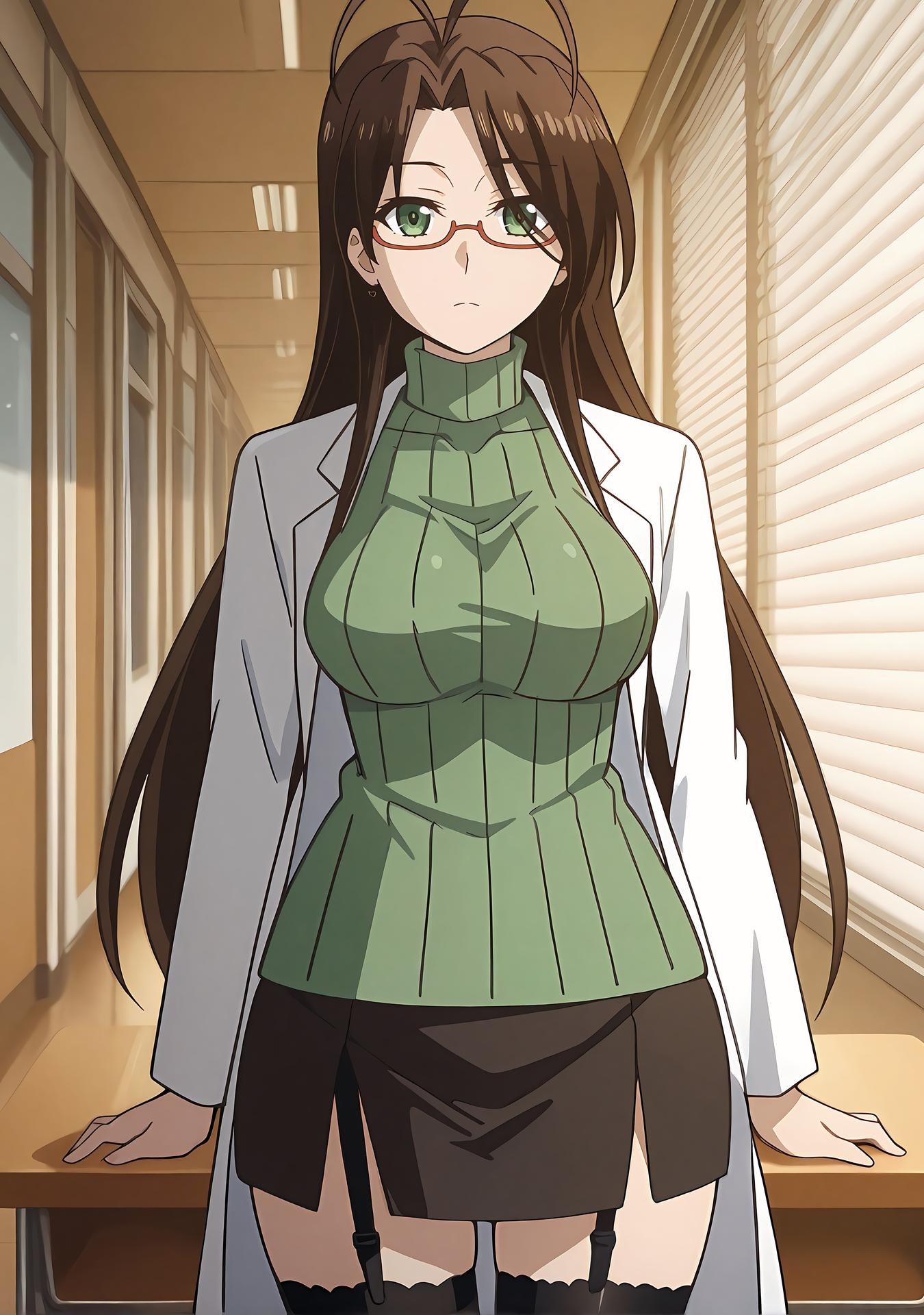 AI Generated Anime Girl - Shinmai Maou no Testament Hasegawa Chisato Vol.2: Black Stockings Bedroom Shoot Exposed Vulva 247P